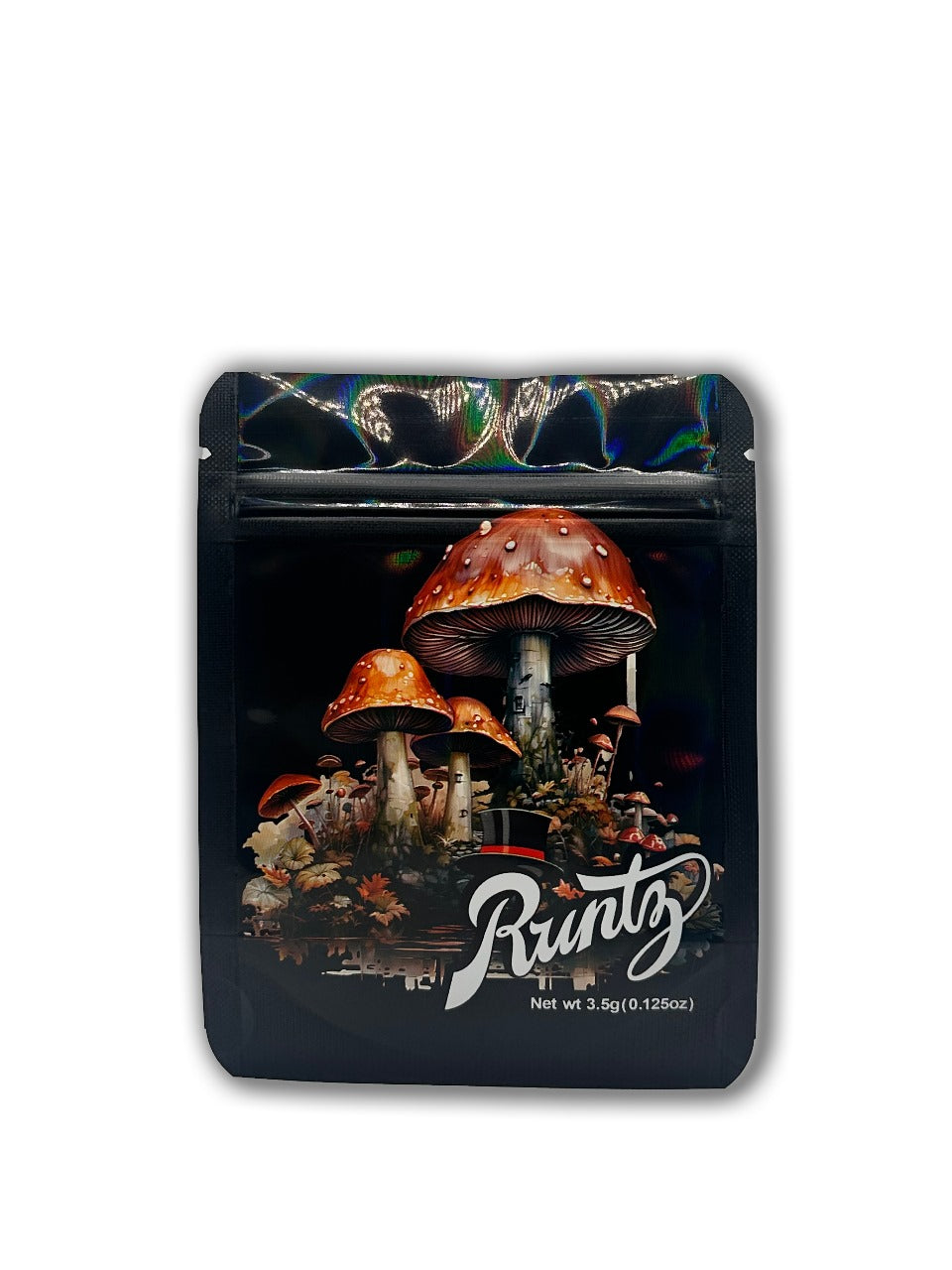 Mushrooms Runty Edition Mylar Bags | 50pc 3.5g Exotic Resealable Storage Set Mylar Exoticz