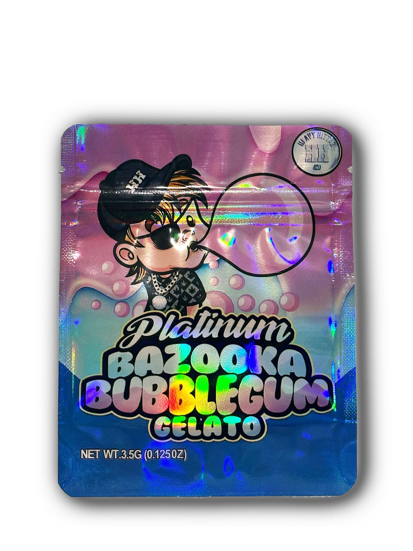 Platinum Bazooka Bubblegum Gelato Mylar Bags | 50pc 3.5g Exotic Storage Set Mylar Exoticz