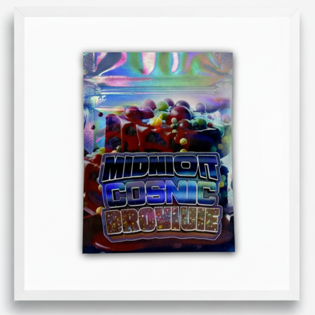 Midnight Cosmic Brownie Mylar Bags Premium Card