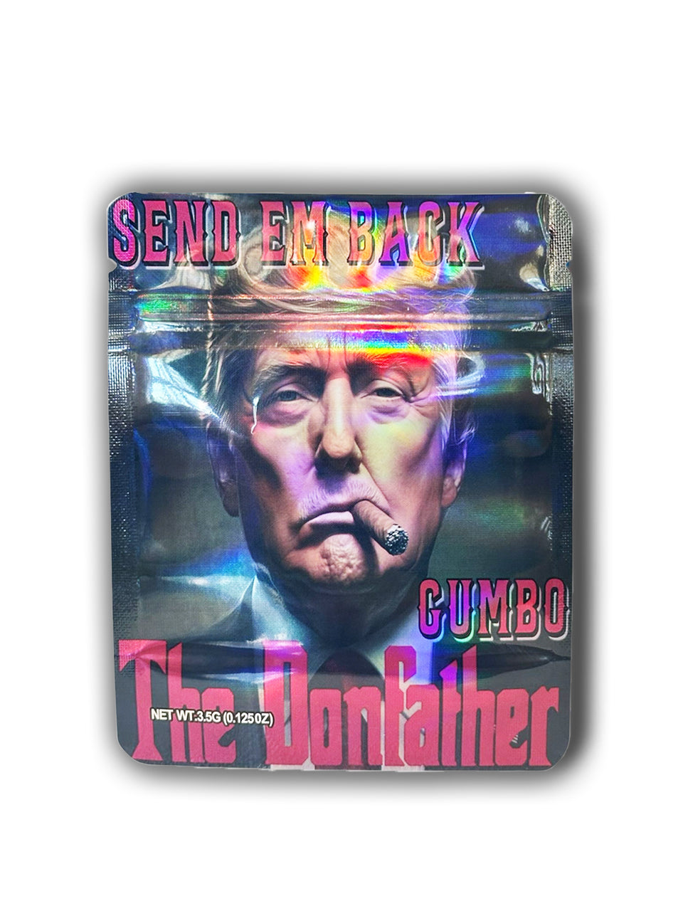 100-Pack 3.5g Exotic Mylar Bags – The Don Father Gumbo Edition Donald Trump
