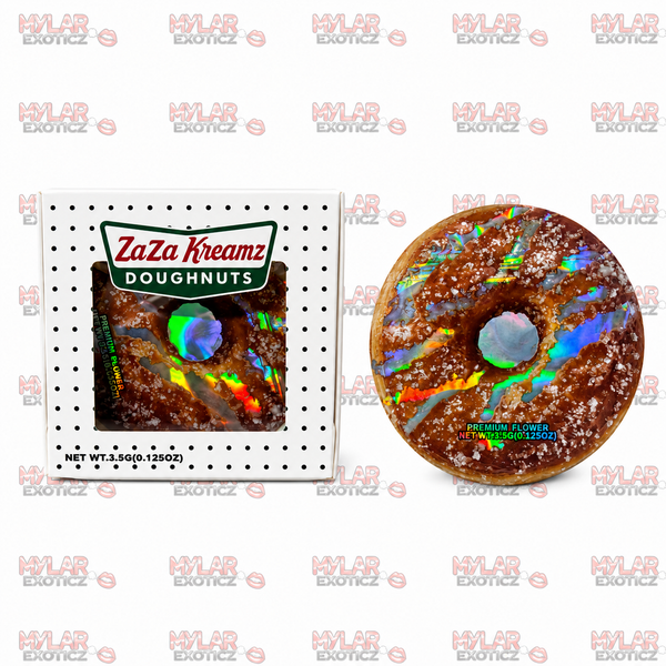 ZaZa Kreme's Glazed Donut Mylar Bags + Donut Boxes | 3.5g Exotic Resealable Storage Set 🍩