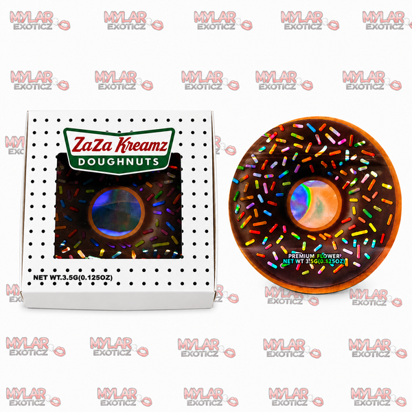 ZaZa Kreme's Donut Mylar Bags + Matching Donut Boxes | 3.5g Exotic Resealable Storage Set  🍩