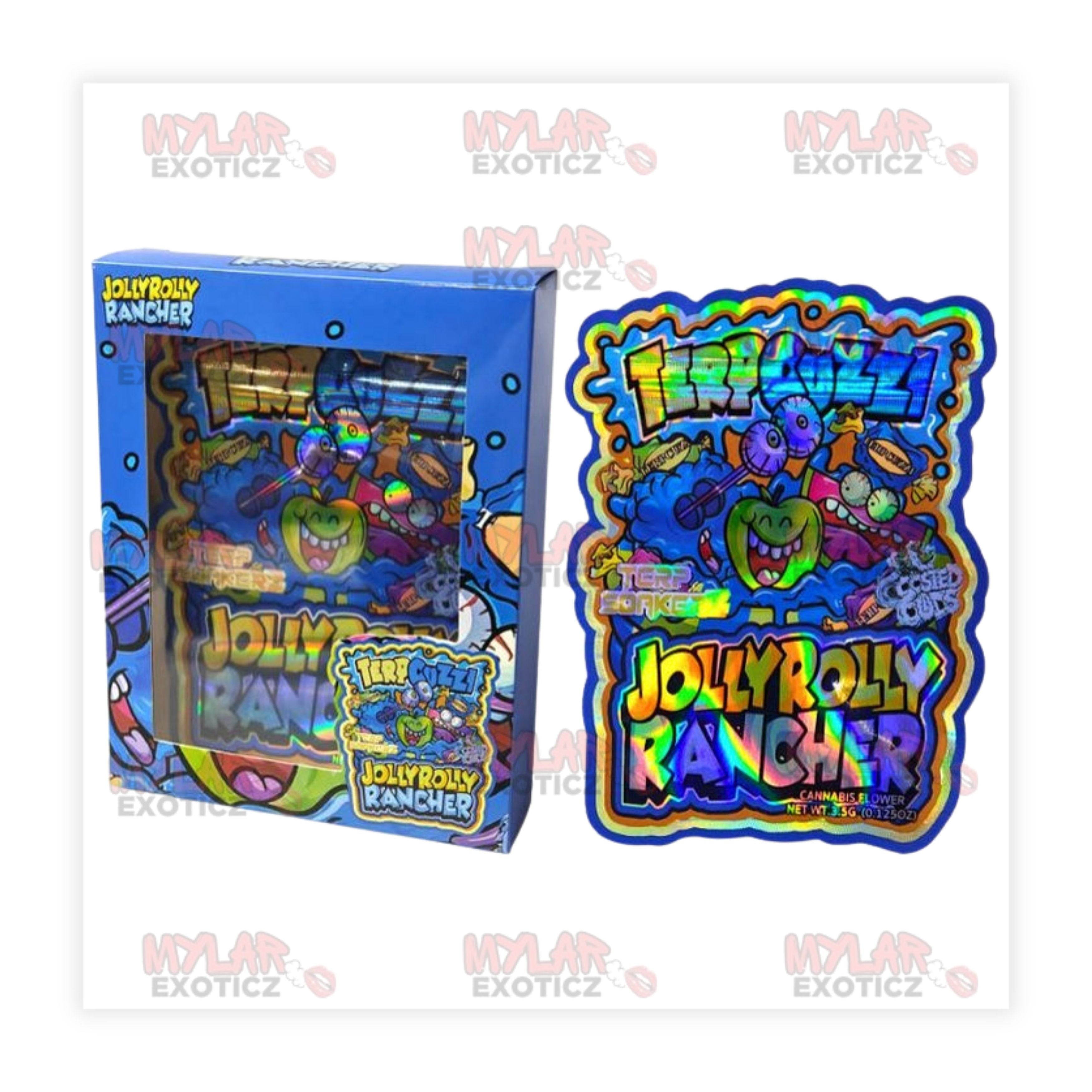 Jolly Rolly Rancher Edition — Mylar Bags + Matching Window Boxes | 3.5g Exotic Resealable Storage Set Mylar Exoticz