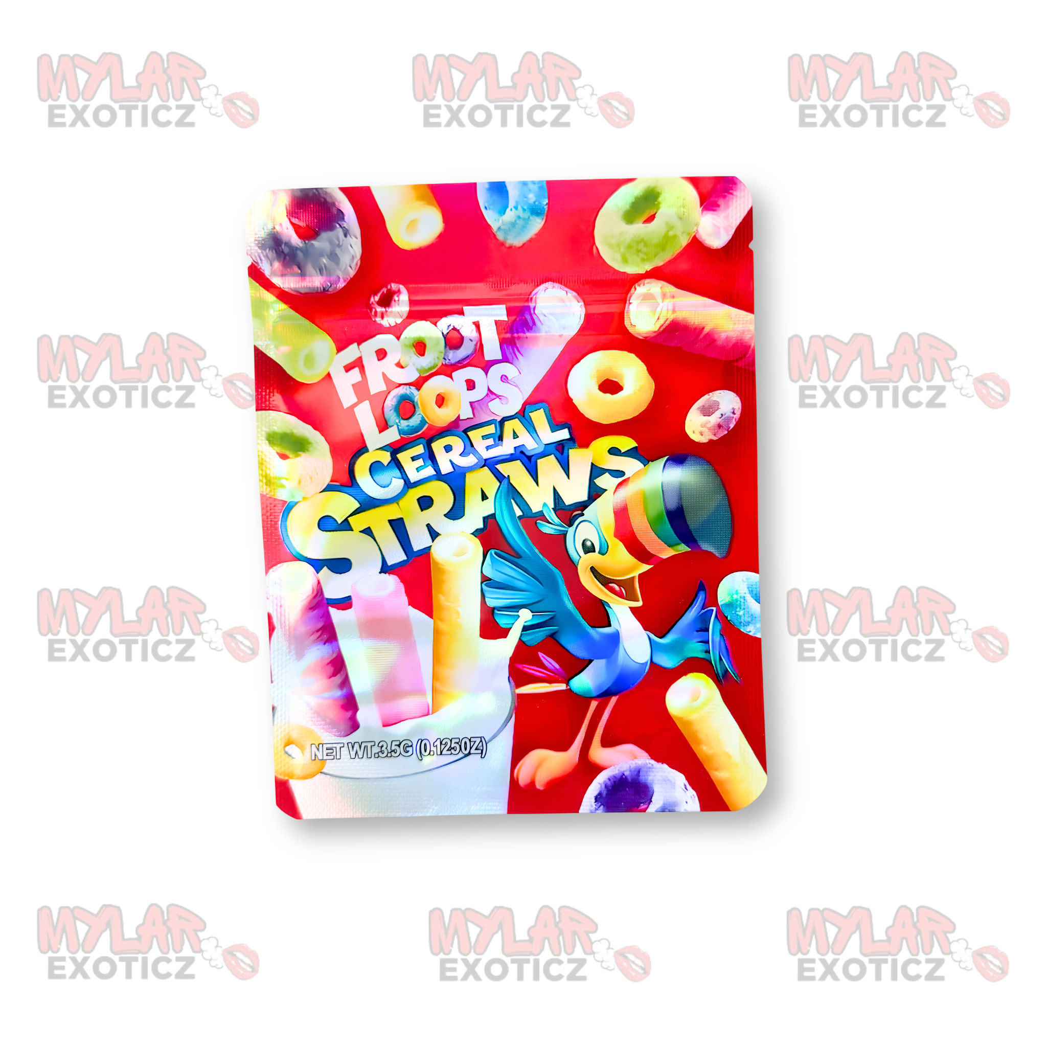 Froot Loops Cereal Straws Mylar Bags | 3.5g Exotic Resealable Storage Bags