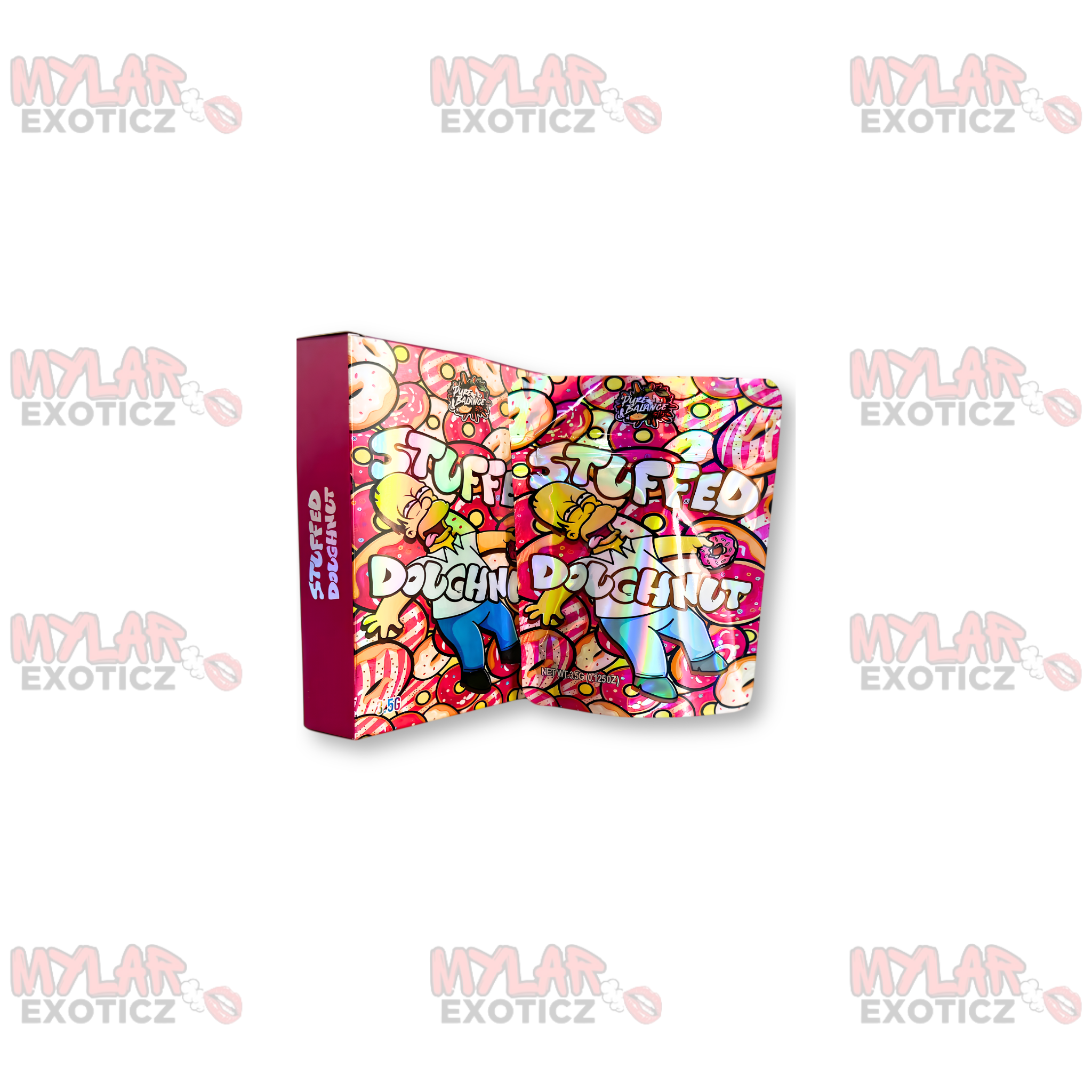 Stuffed Doughnut Mylar Bags + Matching Boxes | 3.5g Exotic Resealable Storage Set