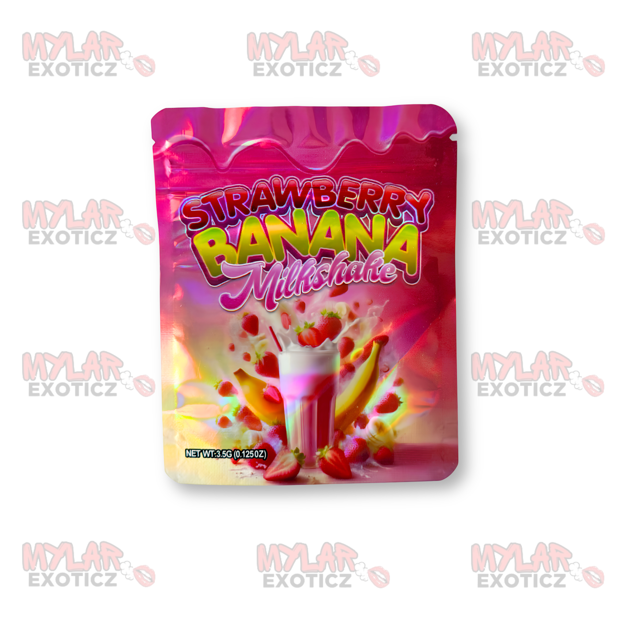 Strawberry Banana Milkshake Mylar Bags | 3.5g Exotic Resealable Storage Bags