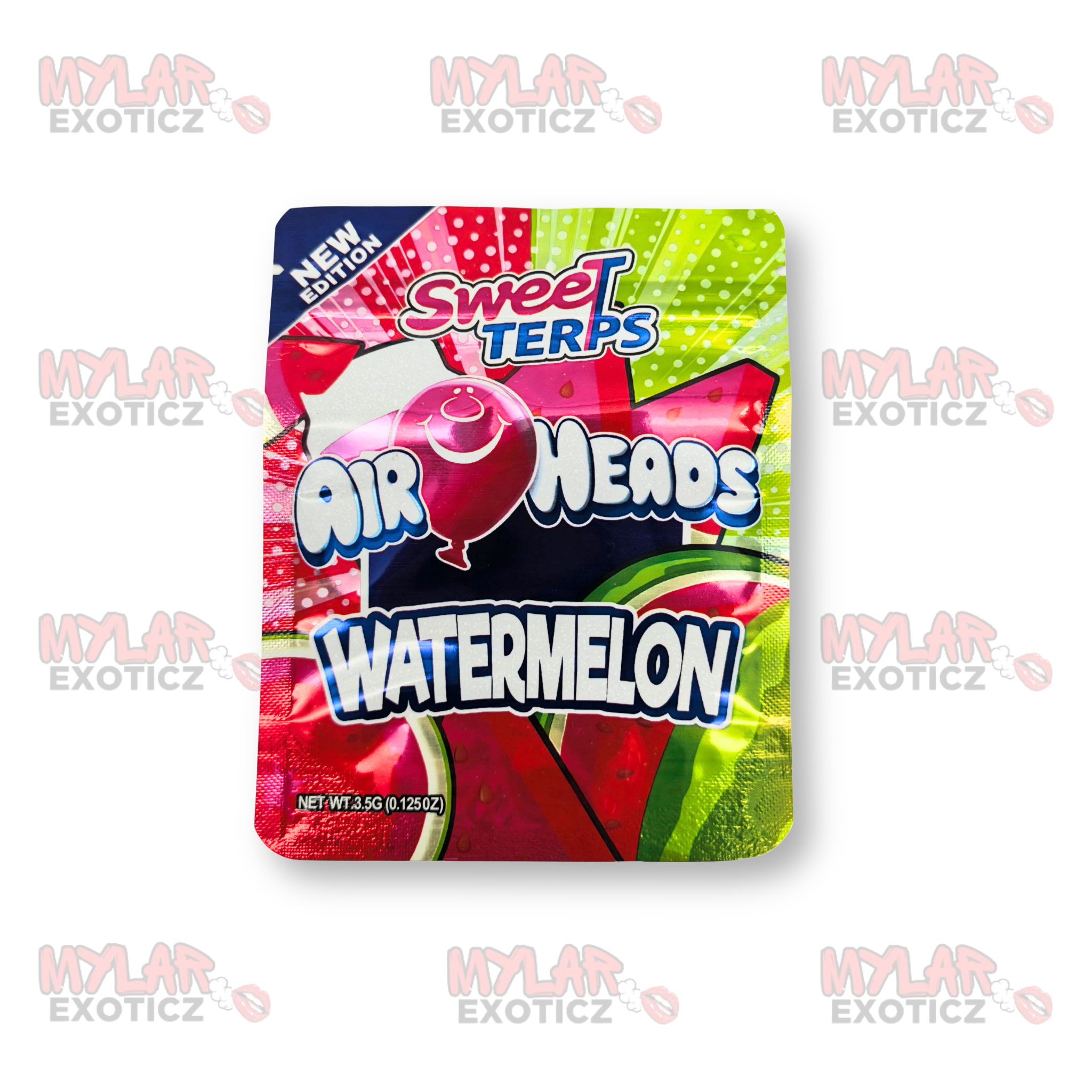 Sweet Terps Air Heads Watermelon Mylar Bags | 3.5g Exotic Resealable Storage Bags