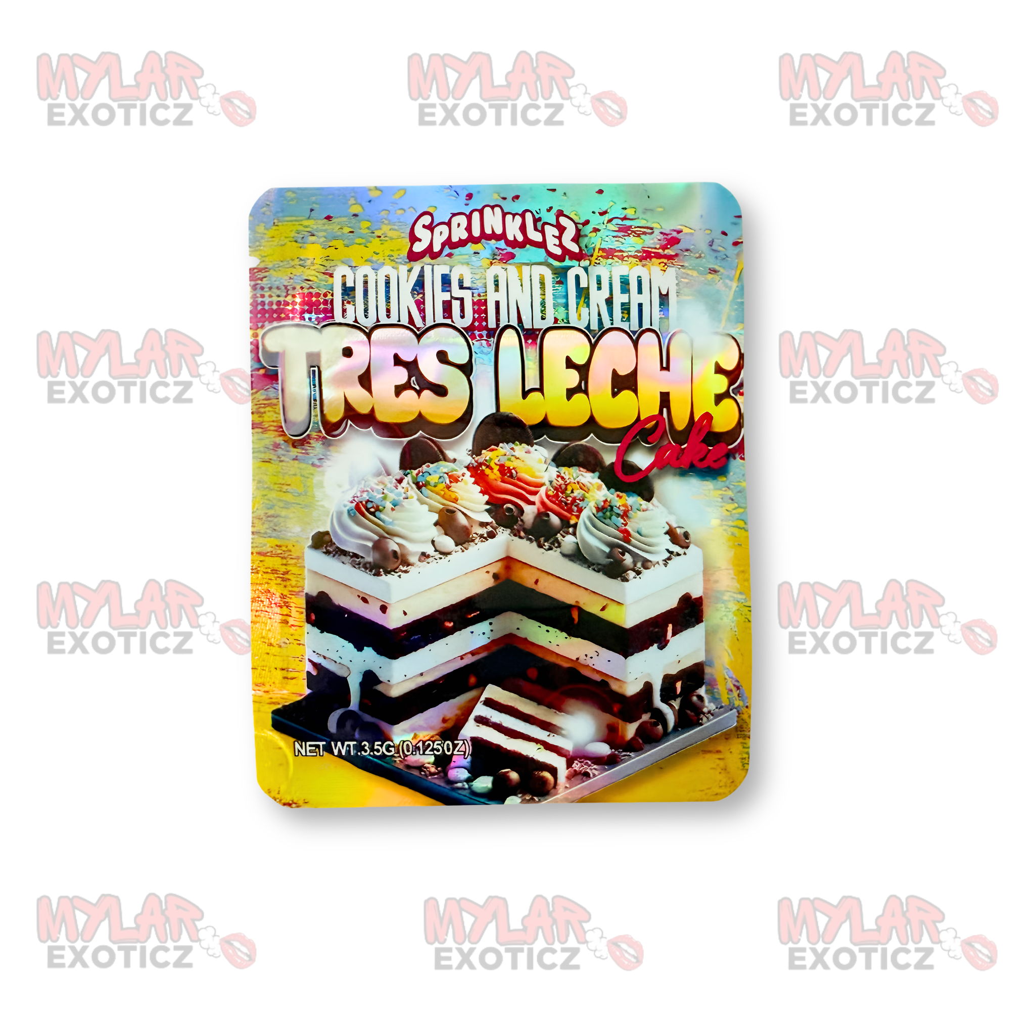 Sprinklez Cookies and Cream Tres Leche Cake Mylar Bags | 3.5g Exotic Resealable Storage Bags