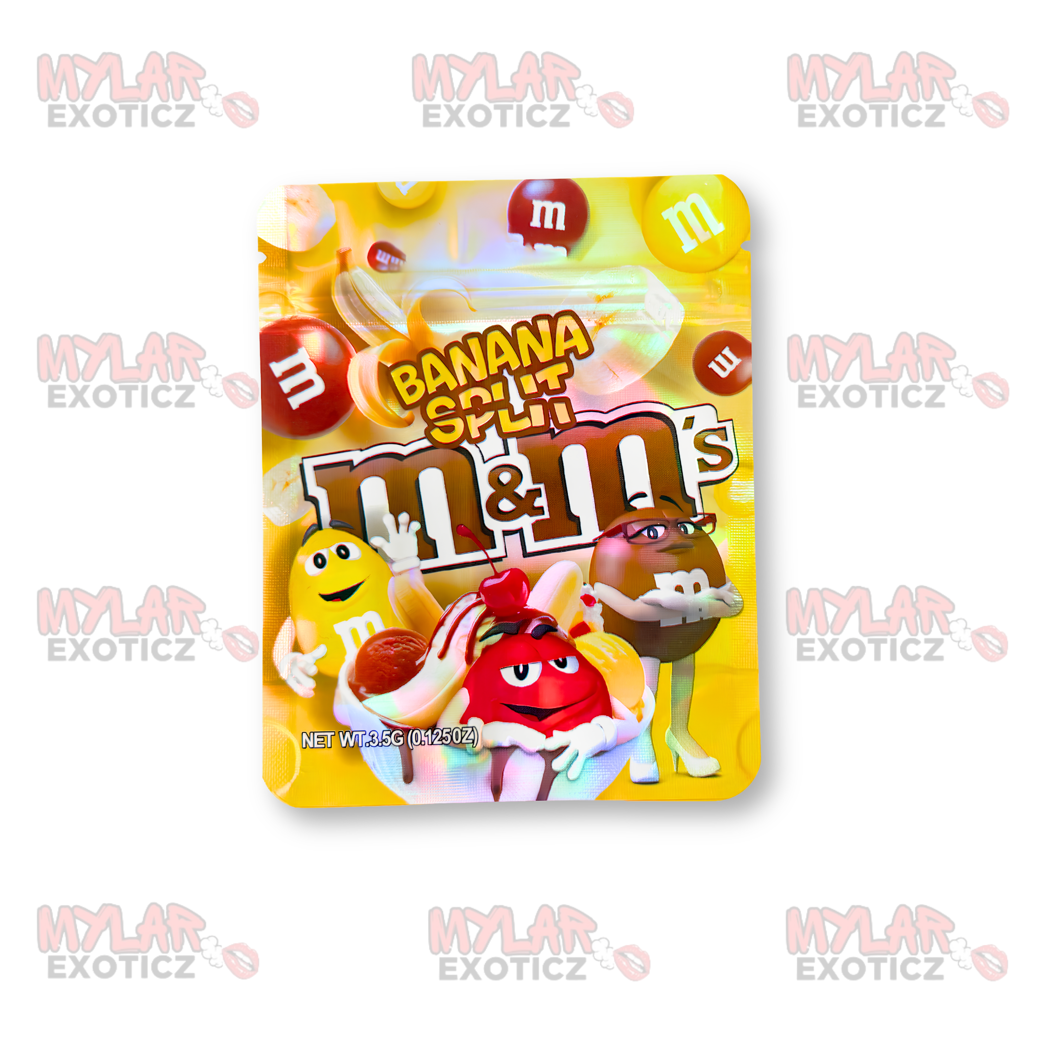 Banana Split M&Ms Mylar Bags | 3.5g Exotic Resealable Storage Bags