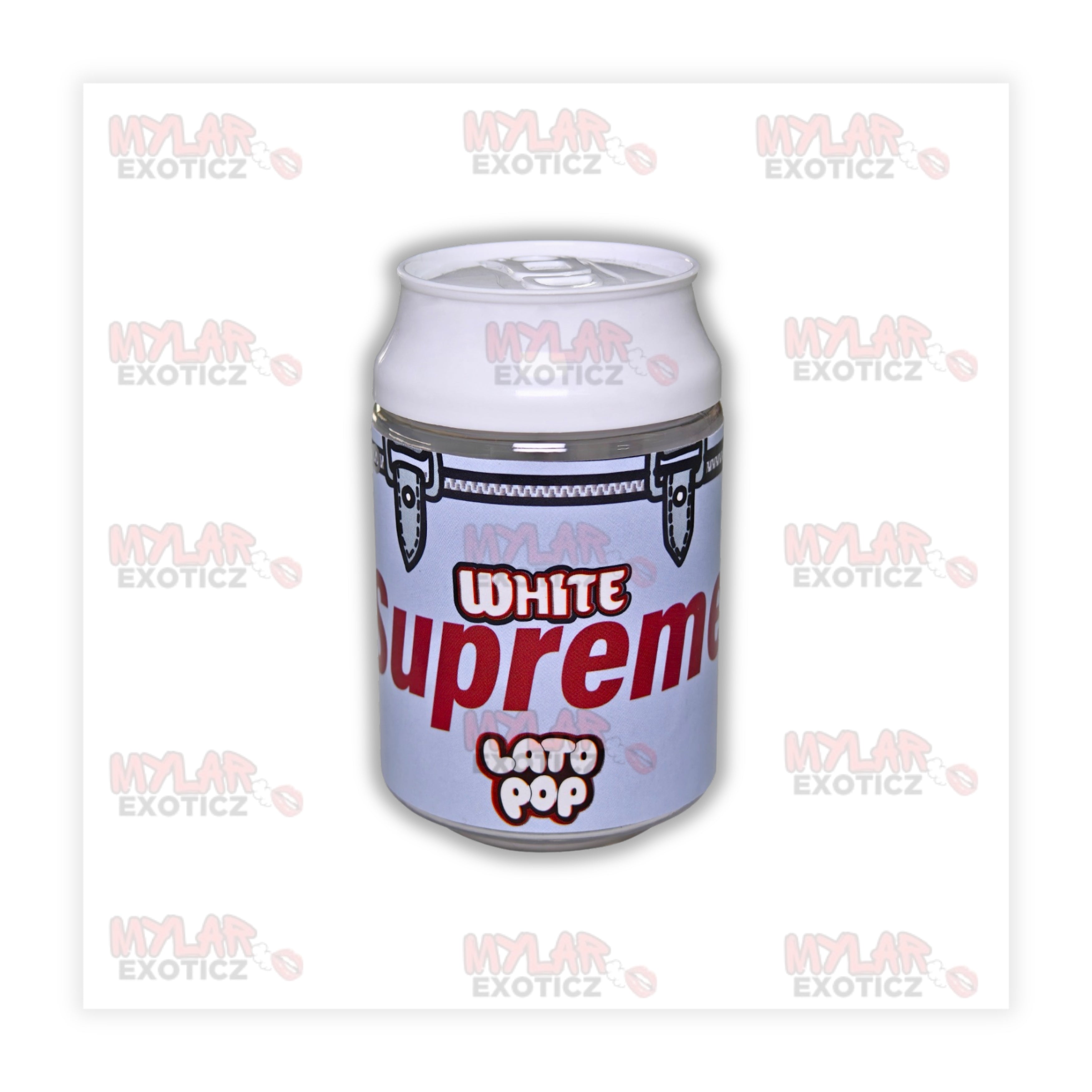 White Supreme Lato pop Exotic 3.5g Soda Cans - (12 Pack)