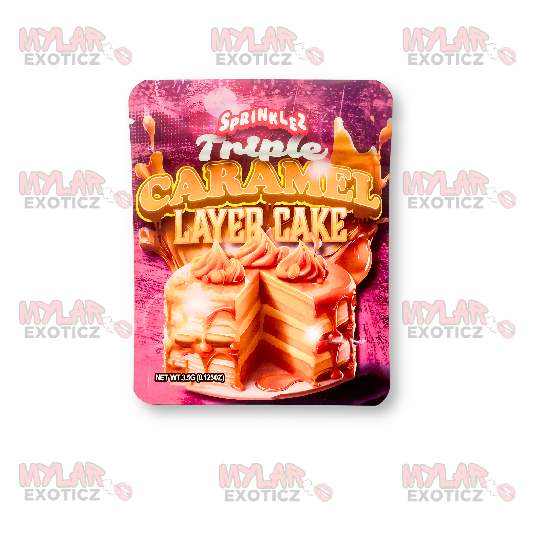 Sprinklez Triple Caramel Layer Cake Mylar Bags | 3.5g Exotic Resealable Storage Bags