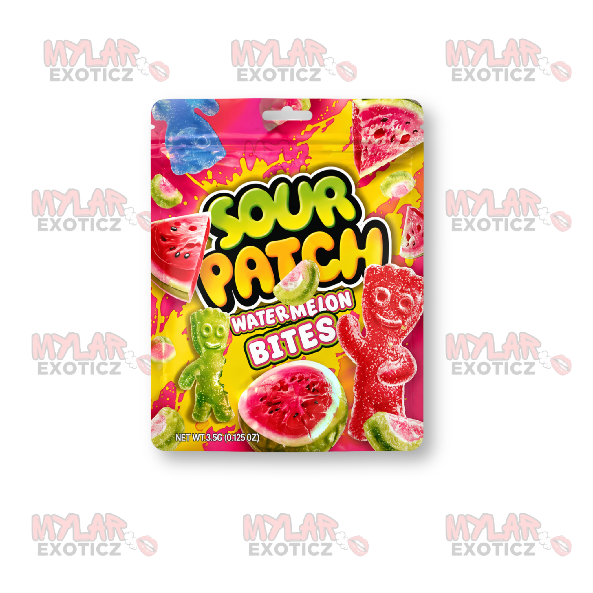 Sour Watermelon Candy Bites Mylar Bags | 3.5g Exotic Resealable Storage Bags