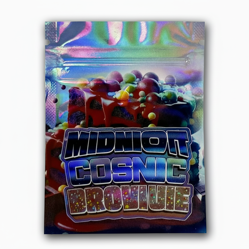 Midnight Cosmic Brownie Edition — 100pc Mylar Bag Set (Holographic Dessert Cartoon Series) 🌌🍫💥 Mylar Exoticz