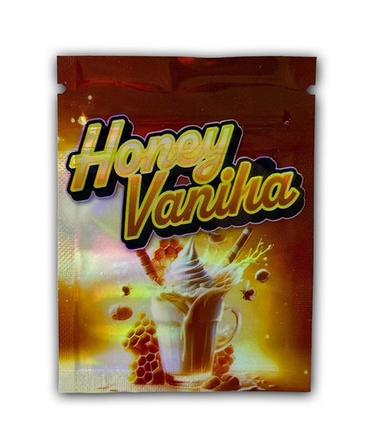 Honey Vanilla Edition — 100pc Mylar Bag Set (Holographic Dessert Cartoon Series) 🍯✨💥 Mylar Exoticz