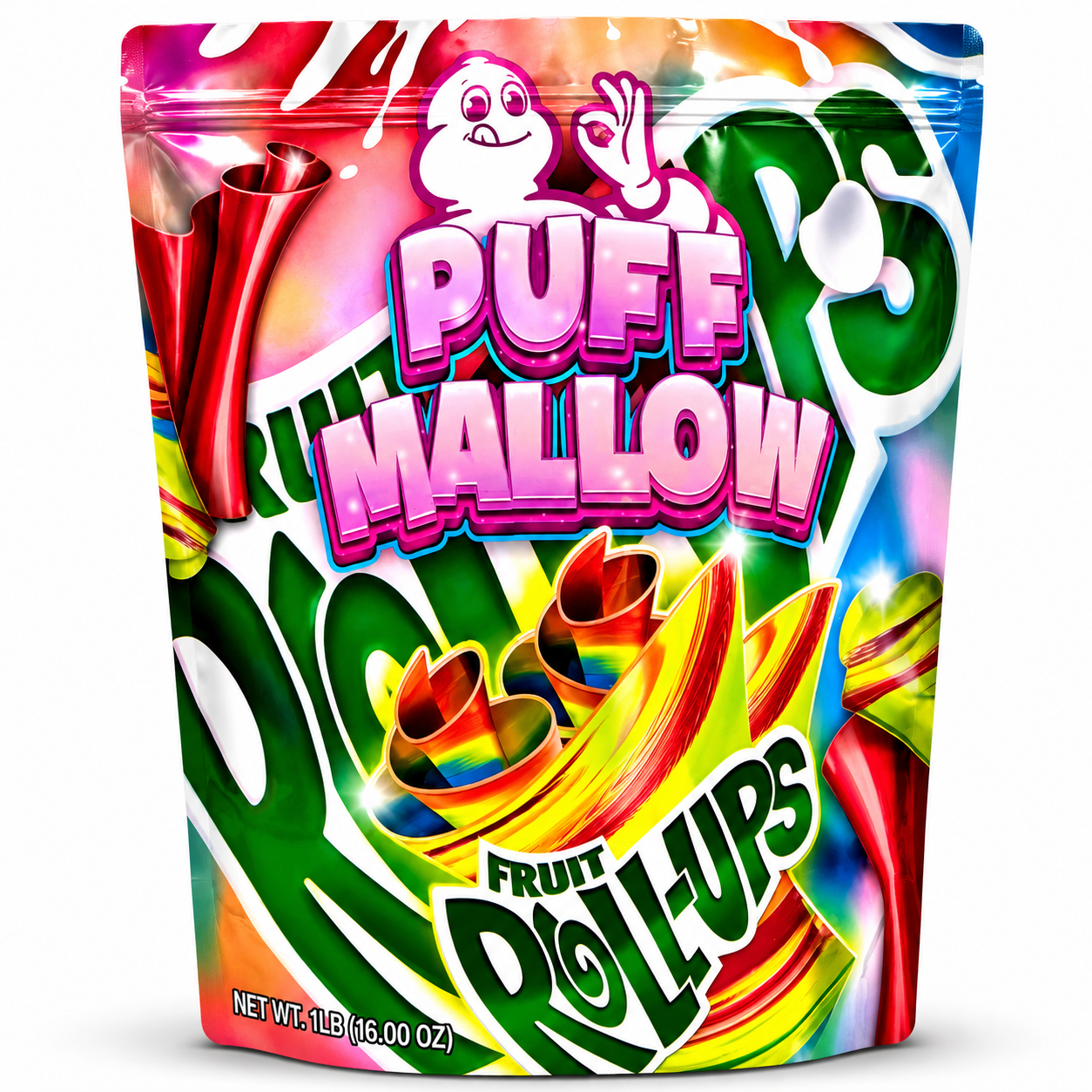 Puff Mallow Fruit Roll Ups Mylar Bags | 1 Pound Exotic Resealable Storage Bags