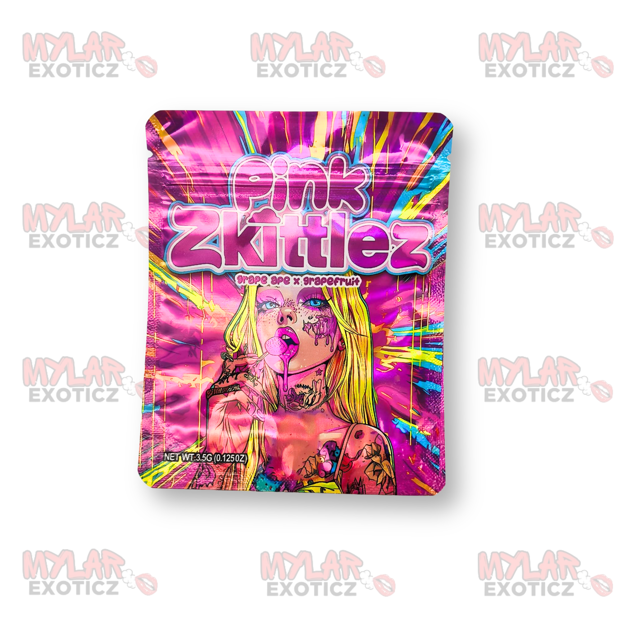 Pink Zkittlez Mylar Bags | 3.5g Exotic Resealable Storage Bags