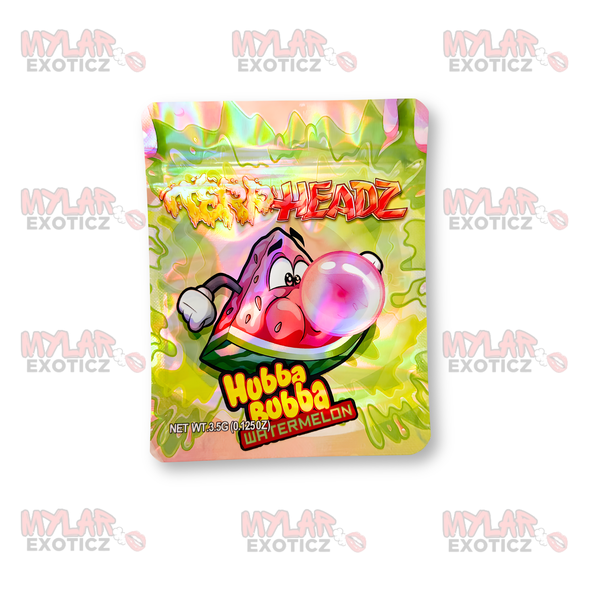 Terp Headz Hubba Bubba Watermelon Mylar Bags | 3.5g Exotic Resealable Storage Bags