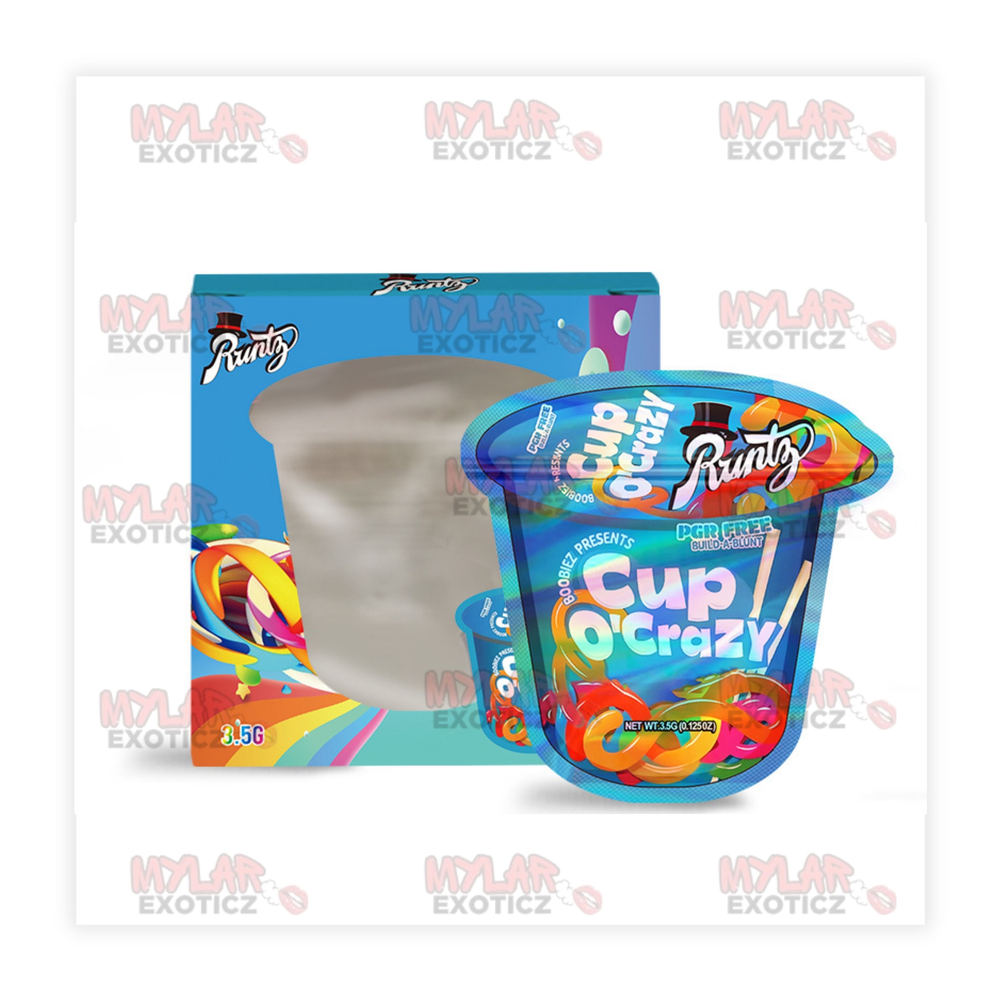Cup O Crazy Dessert Delight Edition — Mylar Bags + Matching Window Boxes | 3.5g Exotic Resealable Storage Set Mylar Exoticz