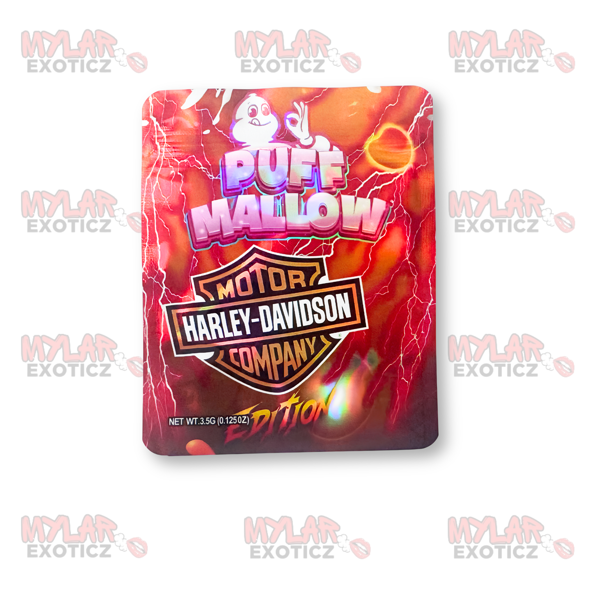 Puff Mallow Harley-Davidson Edition Mylar Bags | 3.5g Exotic Resealable Storage Bags