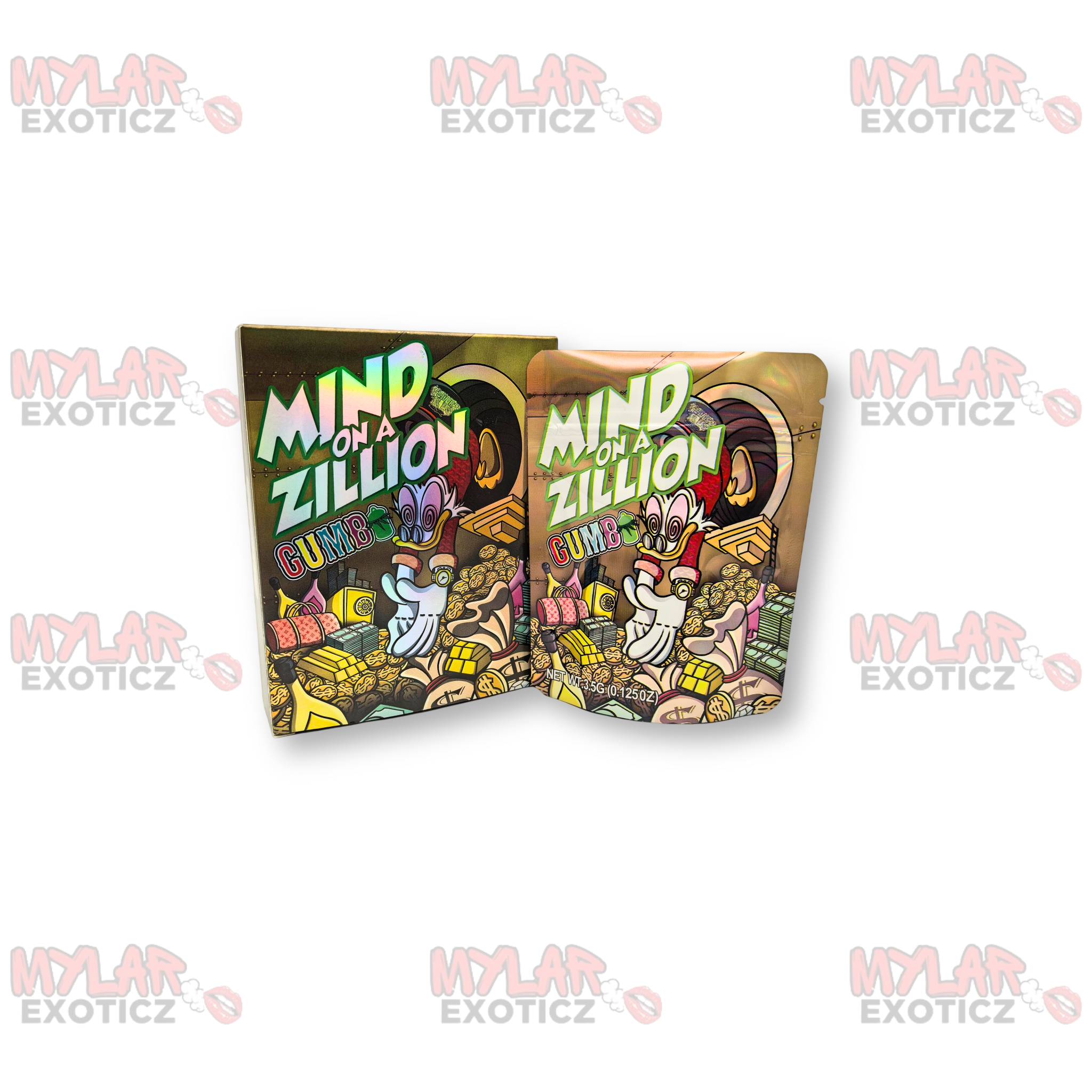 Mind on a Zillion Gumbo Mylar Bags + Matching Boxes | 3.5g Exotic Resealable Storage Set