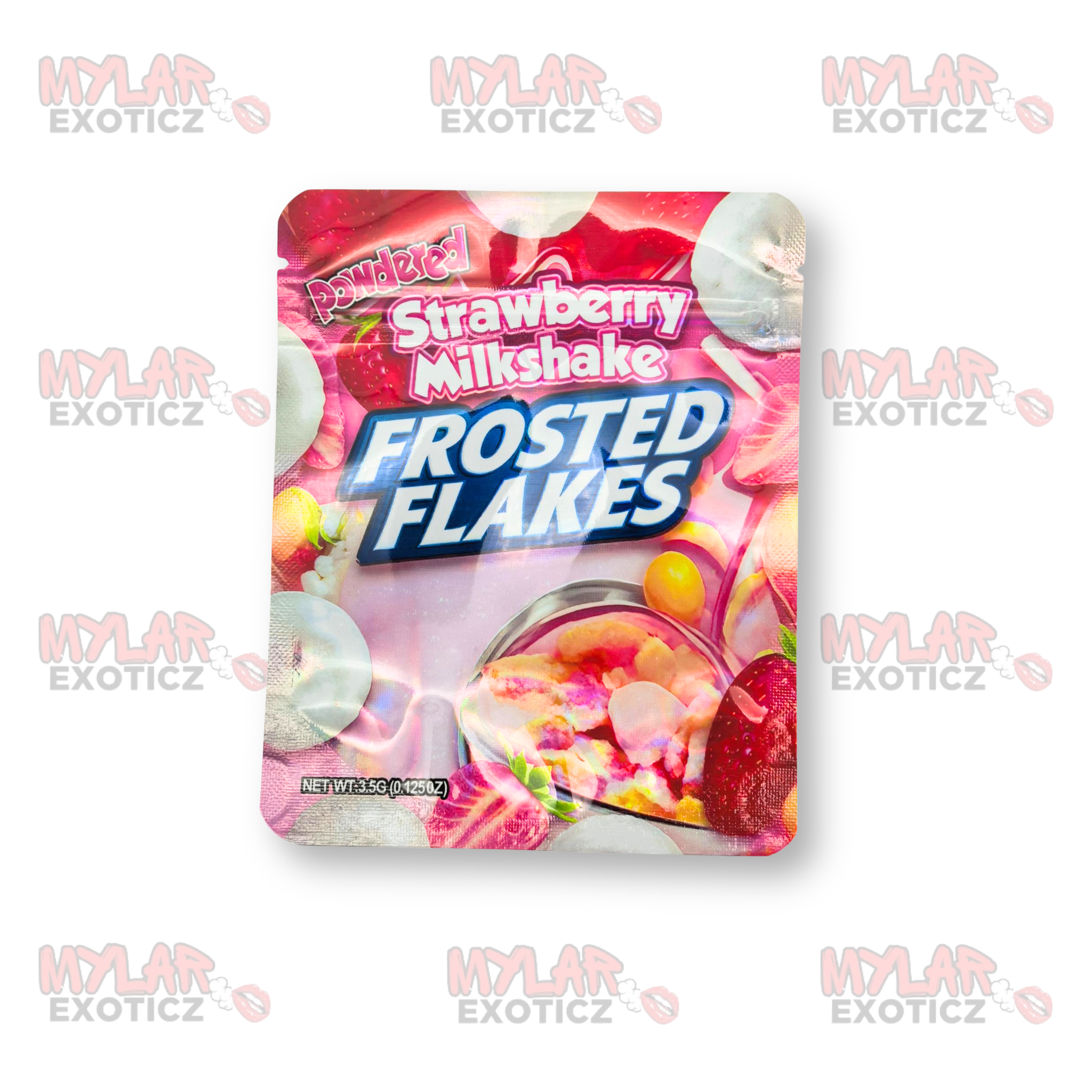 Sweet Frost Crunch Strawberry Milkshake Mylar Bags | 3.5g Exotic Resealable Storage Bags