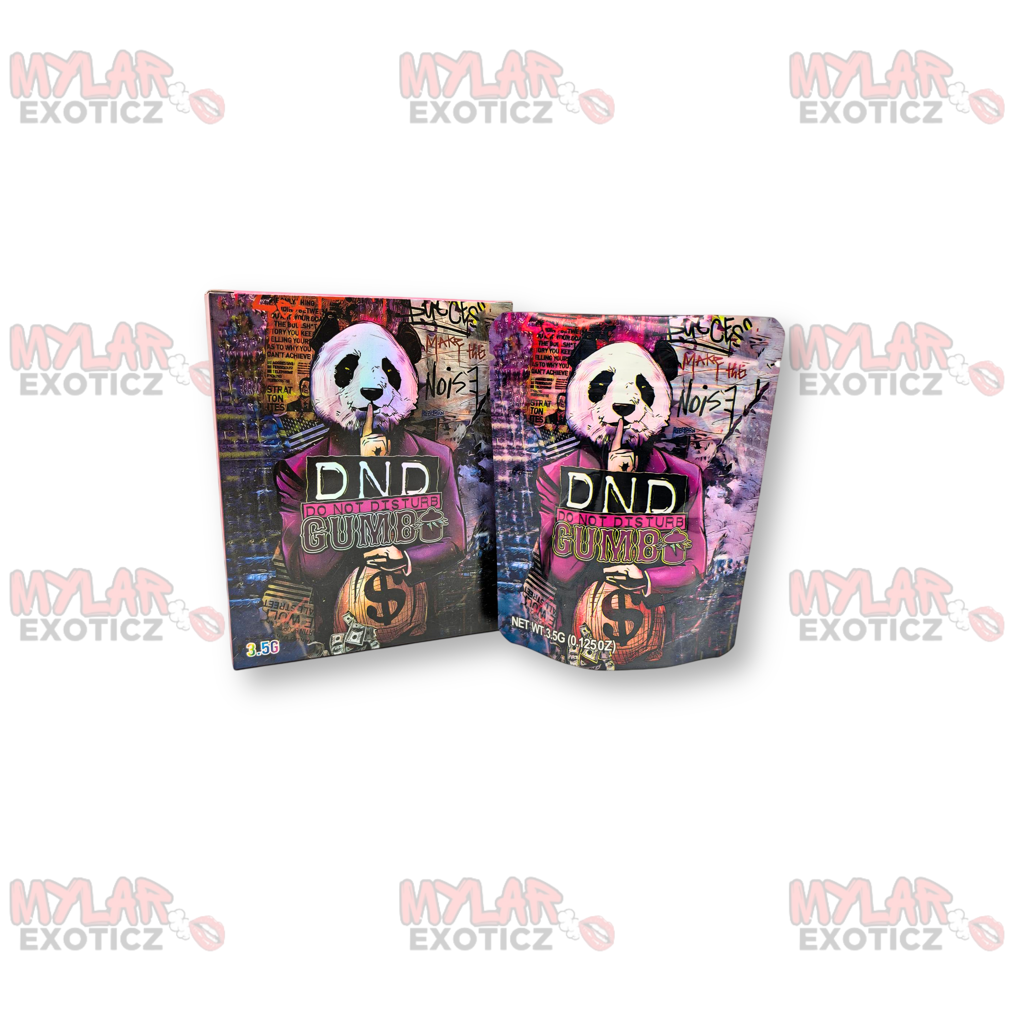 DND (Do Not Disturb) Gumbo Mylar Bags + Matching Boxes | 3.5g Exotic Resealable Storage Set
