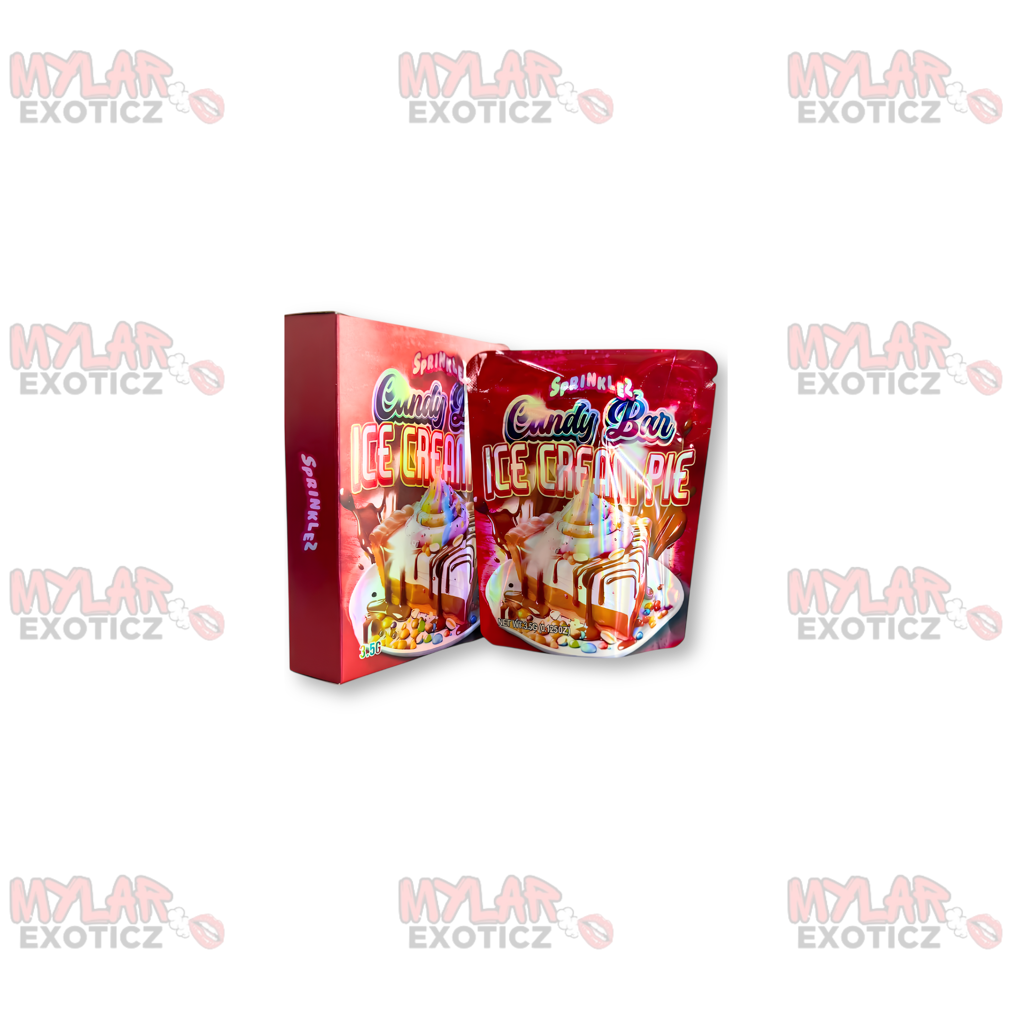 Candy Bar Ice Cream Pie Mylar Bags + Matching Boxes | 3.5g Exotic Resealable Storage Set