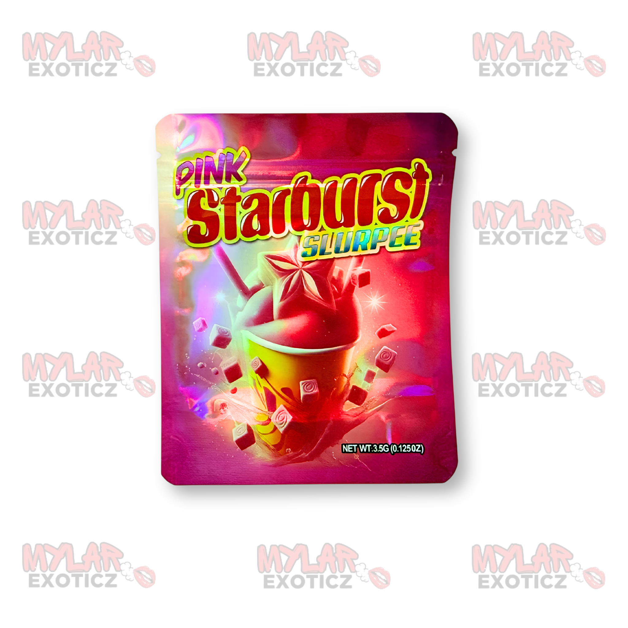 Pink Starburst Slurpee Mylar Bags | 3.5g Exotic Resealable Storage Bags