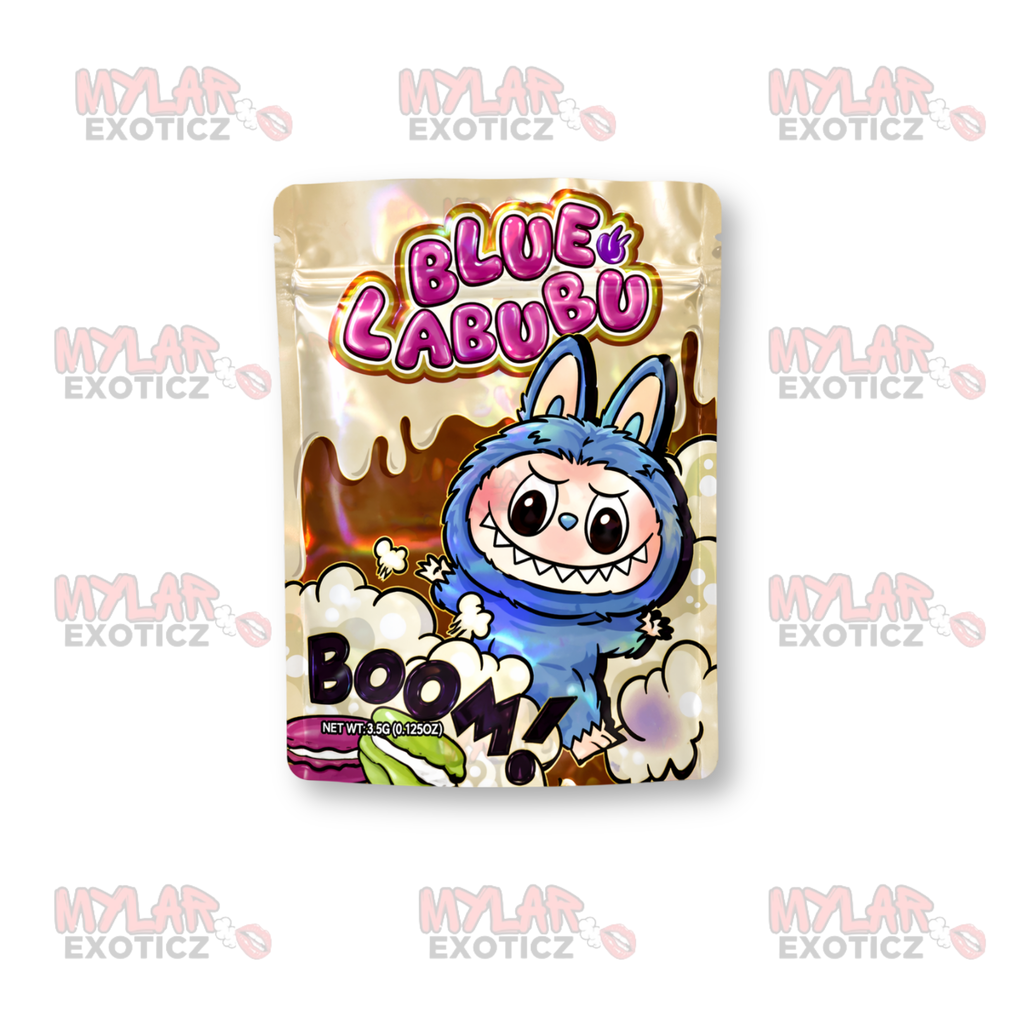 Blue Labubu Mylar Bags | 3.5g Exotic Resealable Storage Bags