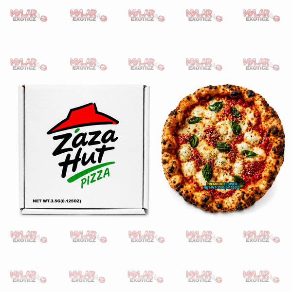 ZaZa Hut Mylar Bags + Matching Pizza Boxes | 3.5g Exotic Resealable Storage Set