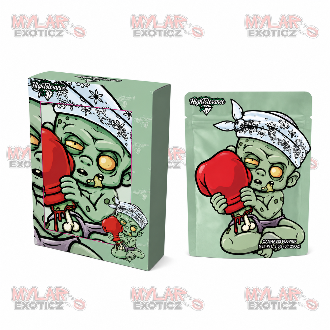 Lil Boxer Mylar Bags + Matching Window Boxes | 3.5g Exotic Resealable Storage Set