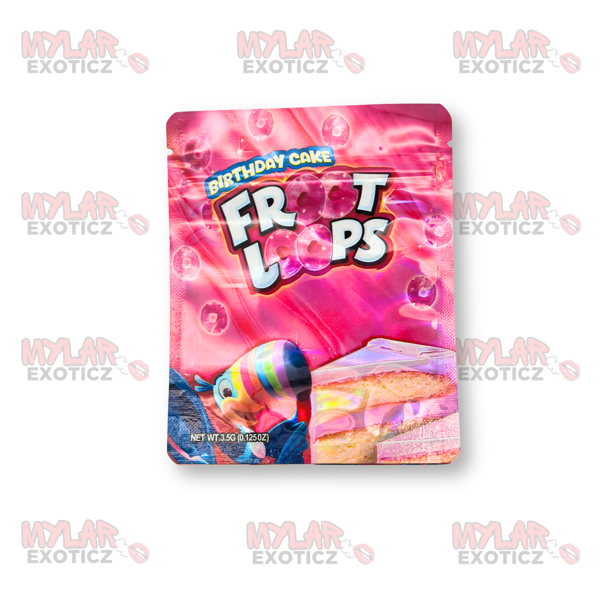 Birthday Cake Rainbow Crunch Mylar Bags 3.5g Exotic Resealable Storage Bags