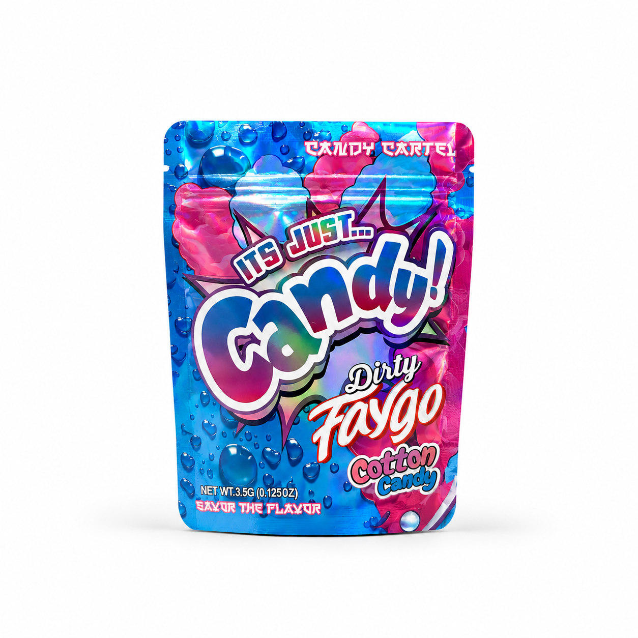It's Just Candy Dirty Faygo Cotton Candy Mylar Bags | 3.5g Exotic Resealable Storage Bags
