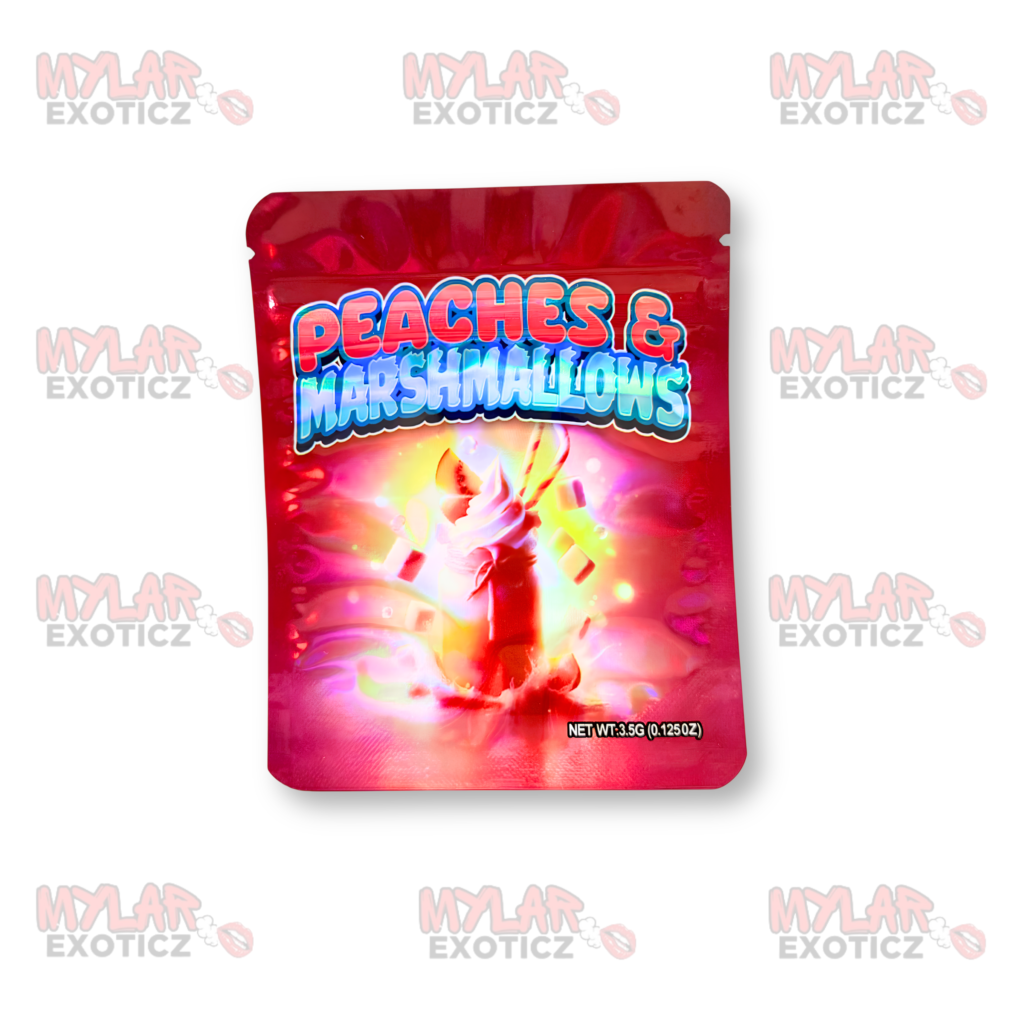 Peaches & Marshmallows Mylar Bags | 3.5g Exotic Resealable Storage Bags