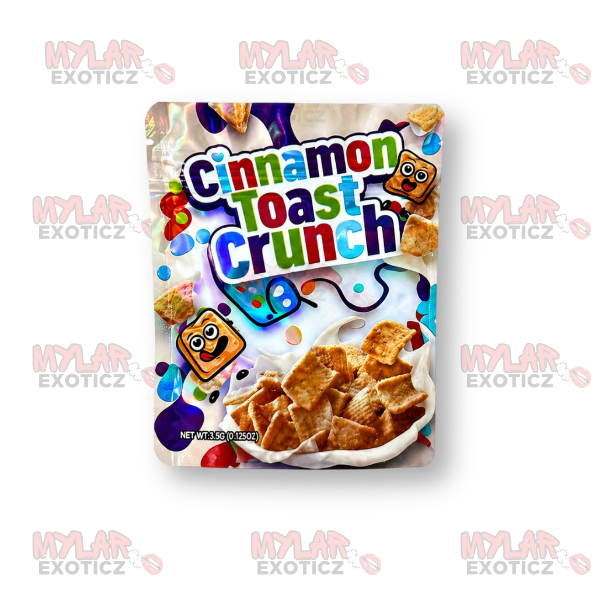 Cinnamon Sugar Crunch Cereal Mylar Bags | 3.5g Exotic Resealable Storage Bags