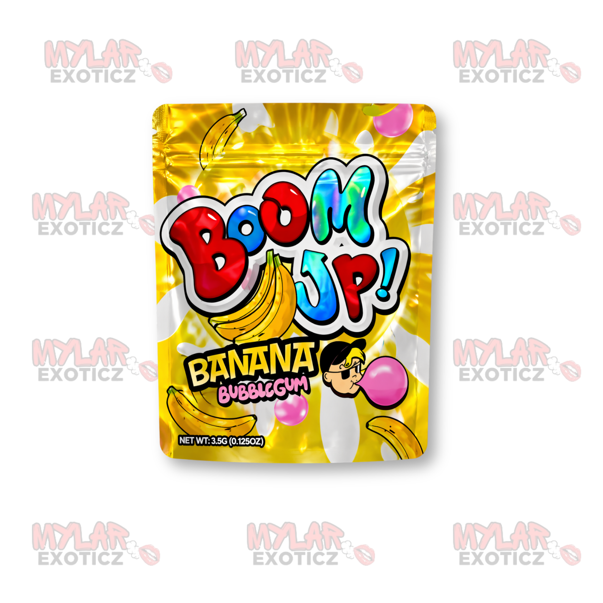 Banana Bubble Gum Mylar Bags | 3.5g Exotic Resealable Storage Bags