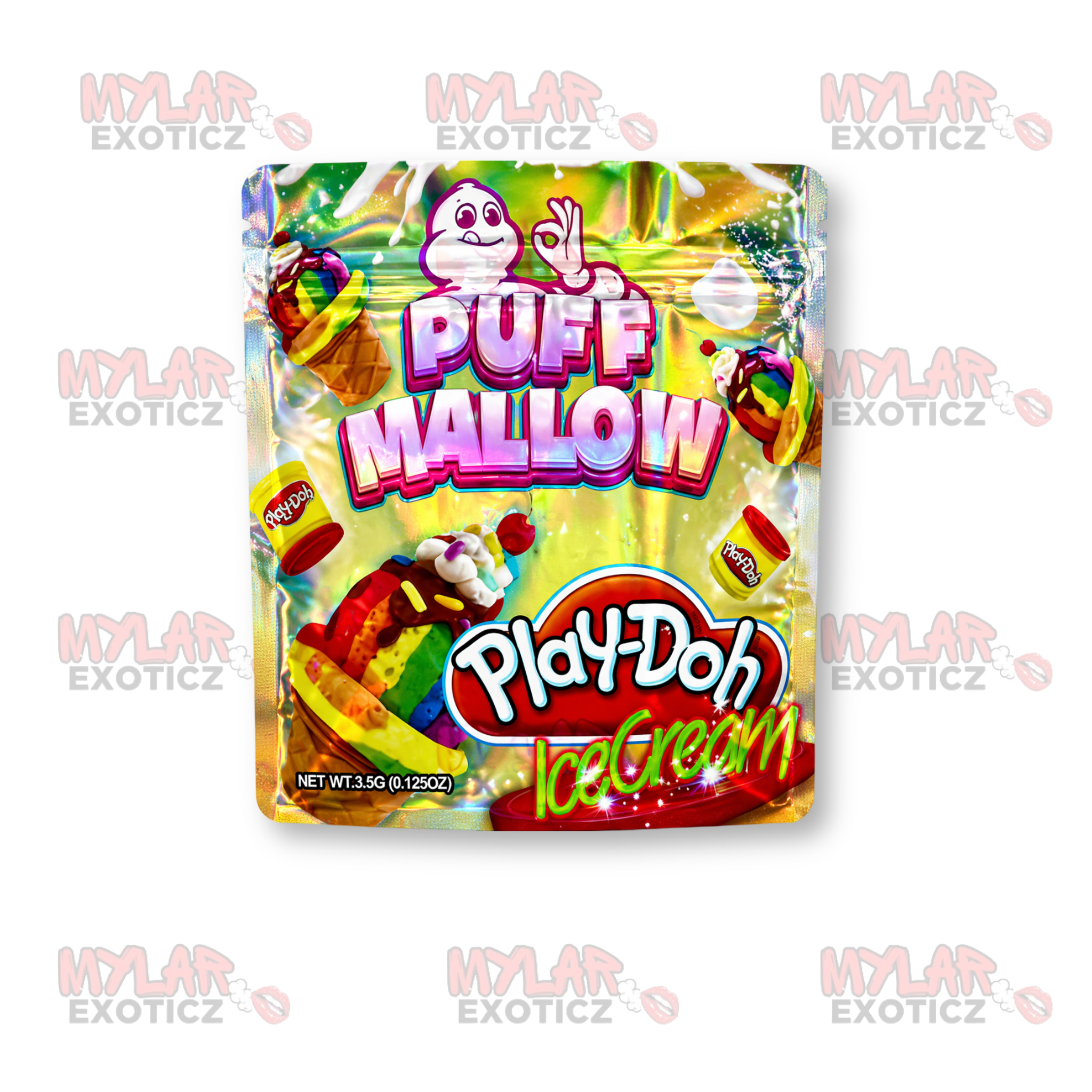 Puff Mallow Ice Cream Mylar Bags | 3.5g Exotic Resealable Storage Bags