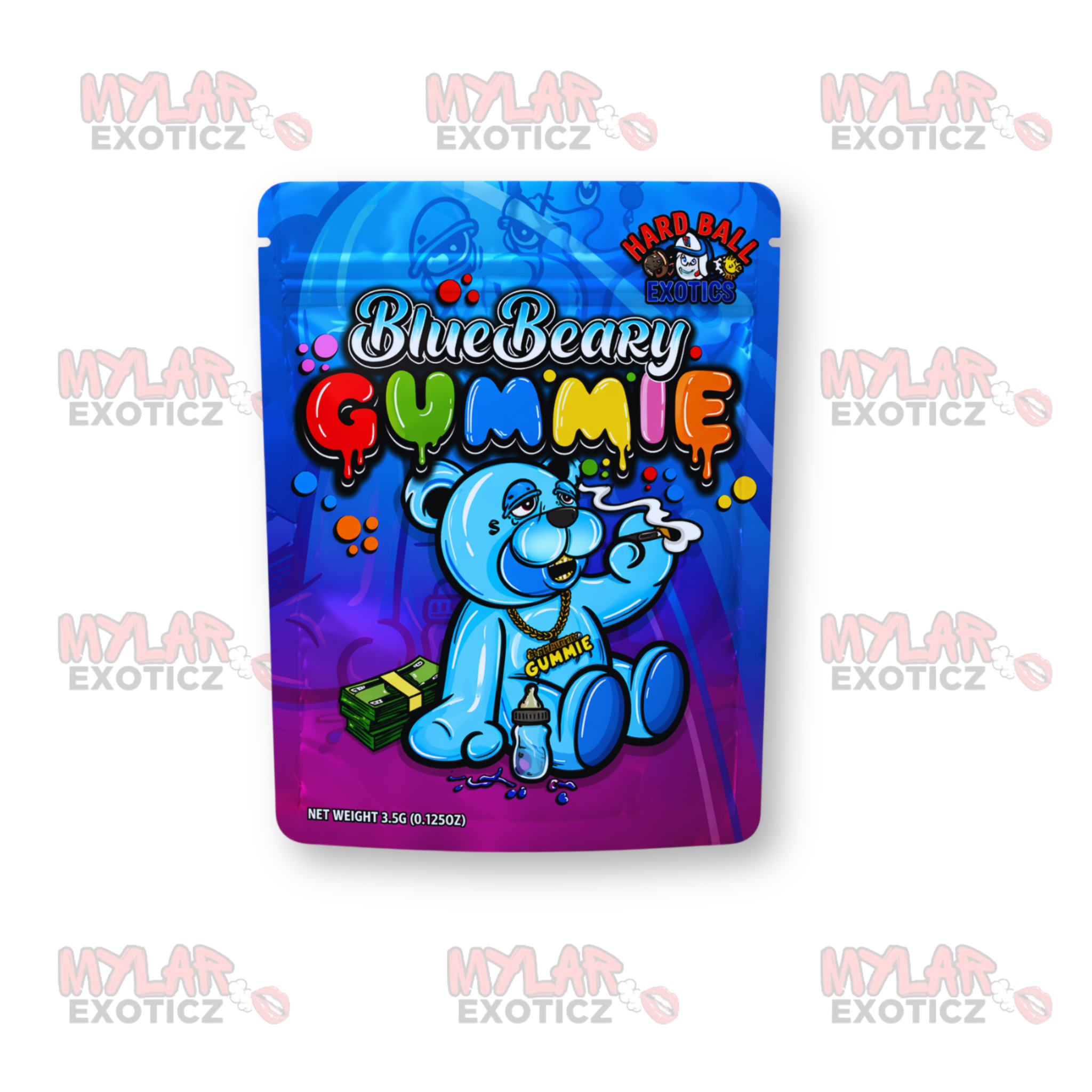 Blue Beary Gummie Mylar Bags | 3.5g Exotic Resealable Storage Bags