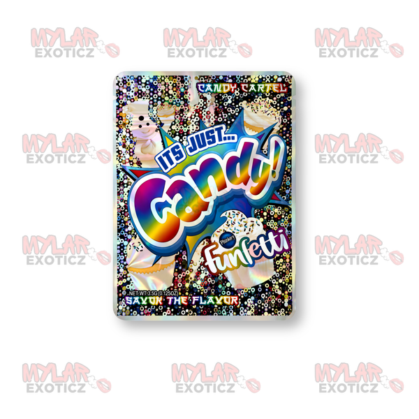 It’s Just Candy Confetti Cake Mylar Bags | 3.5g Exotic Resealable Storage Bags