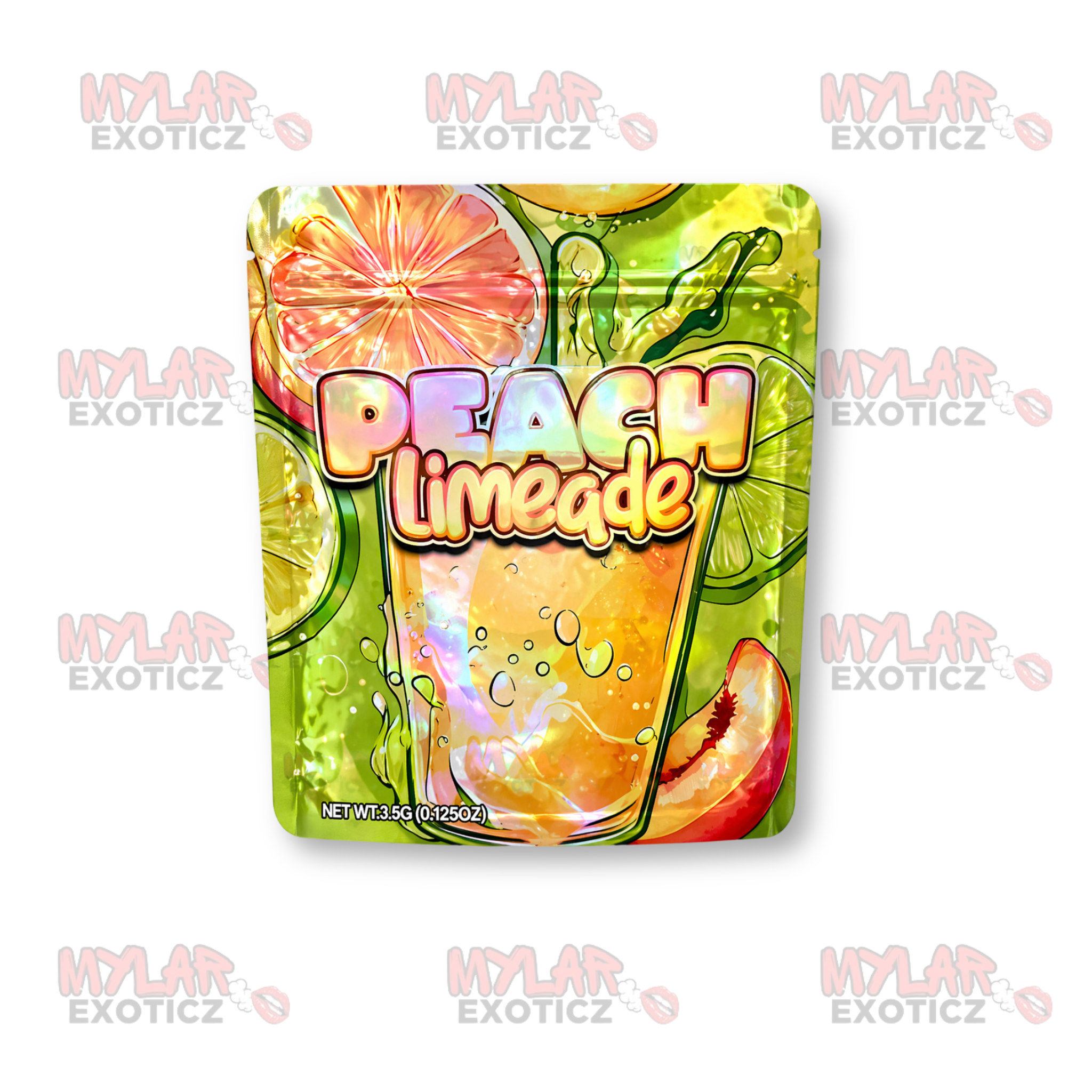 Peach Limeade Mylar Bags | 3.5g Exotic Resealable Storage Bags