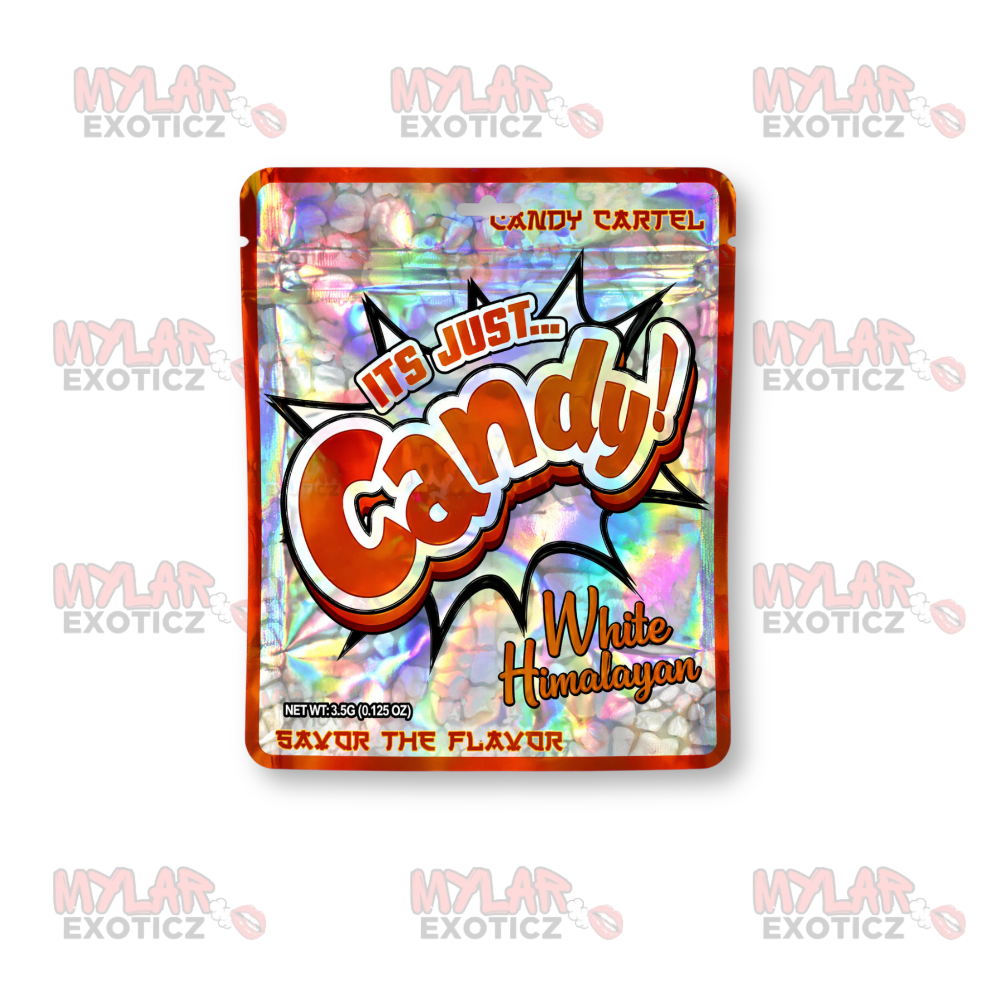 It’s Just Candy White Himalayan Mylar Bags | 3.5g Exotic Resealable Storage Bags