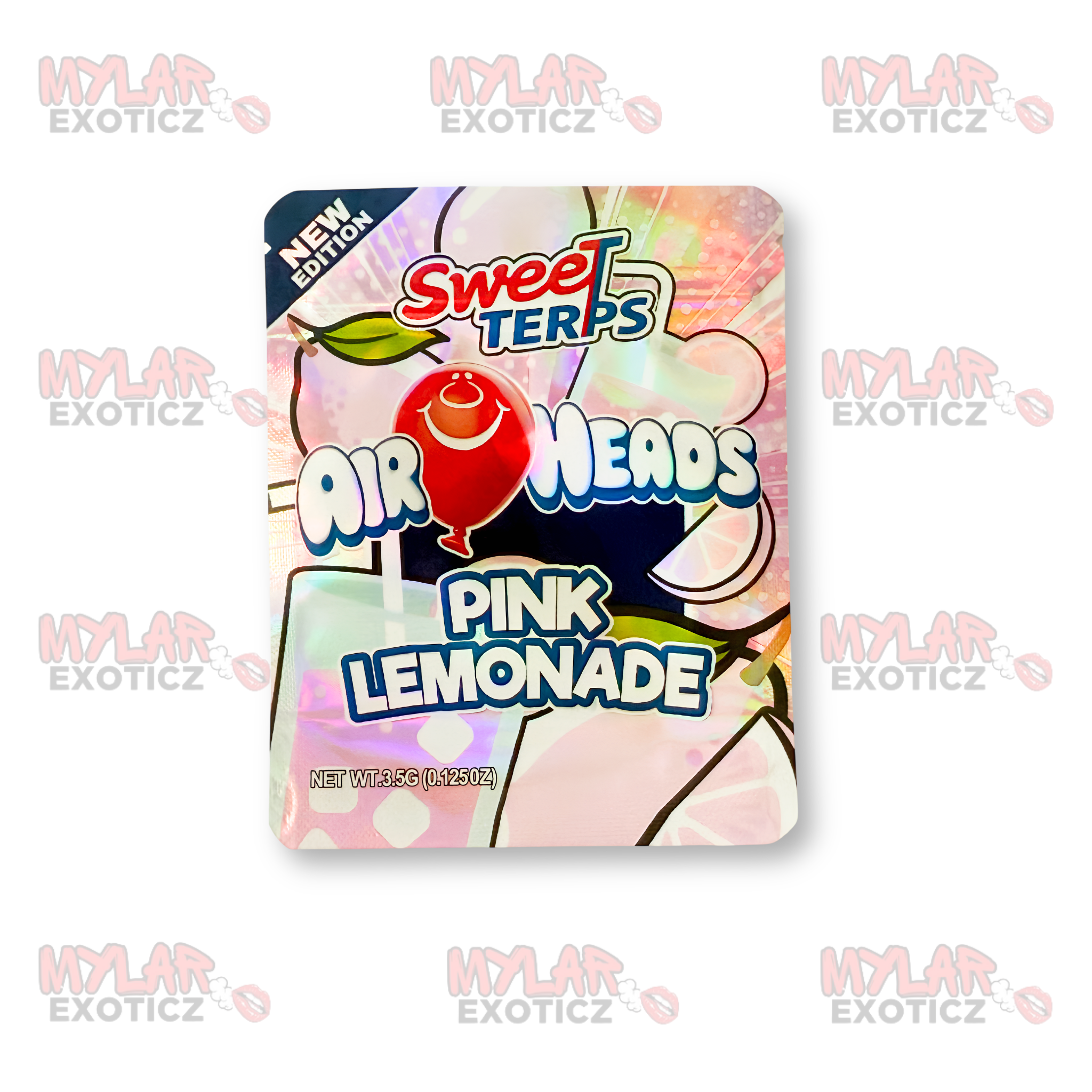 Sweet Terps Air Heads Pink Lemonade Mylar Bags | 3.5g Exotic Resealable Storage Bags