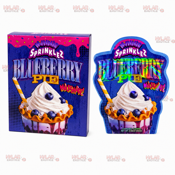 Sprinklez Blueberry Pie Matte Mylar Bags + Matching Boxes | 3.5g Exotic Resealable Storage Set