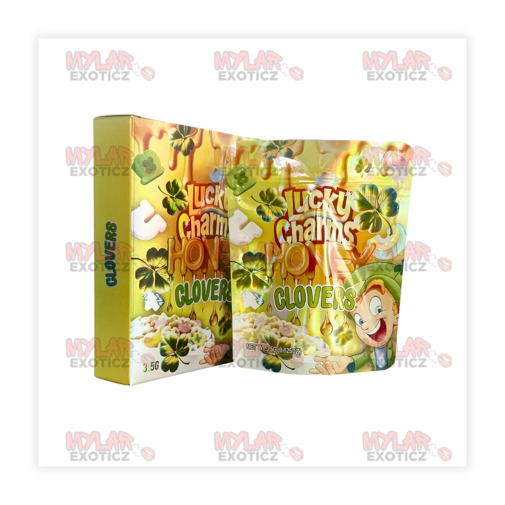 Magical Clover Cereal Mylar Bags + Matching Boxes | 3.5g Exotic Resealable Storage Set Mylar Exoticz