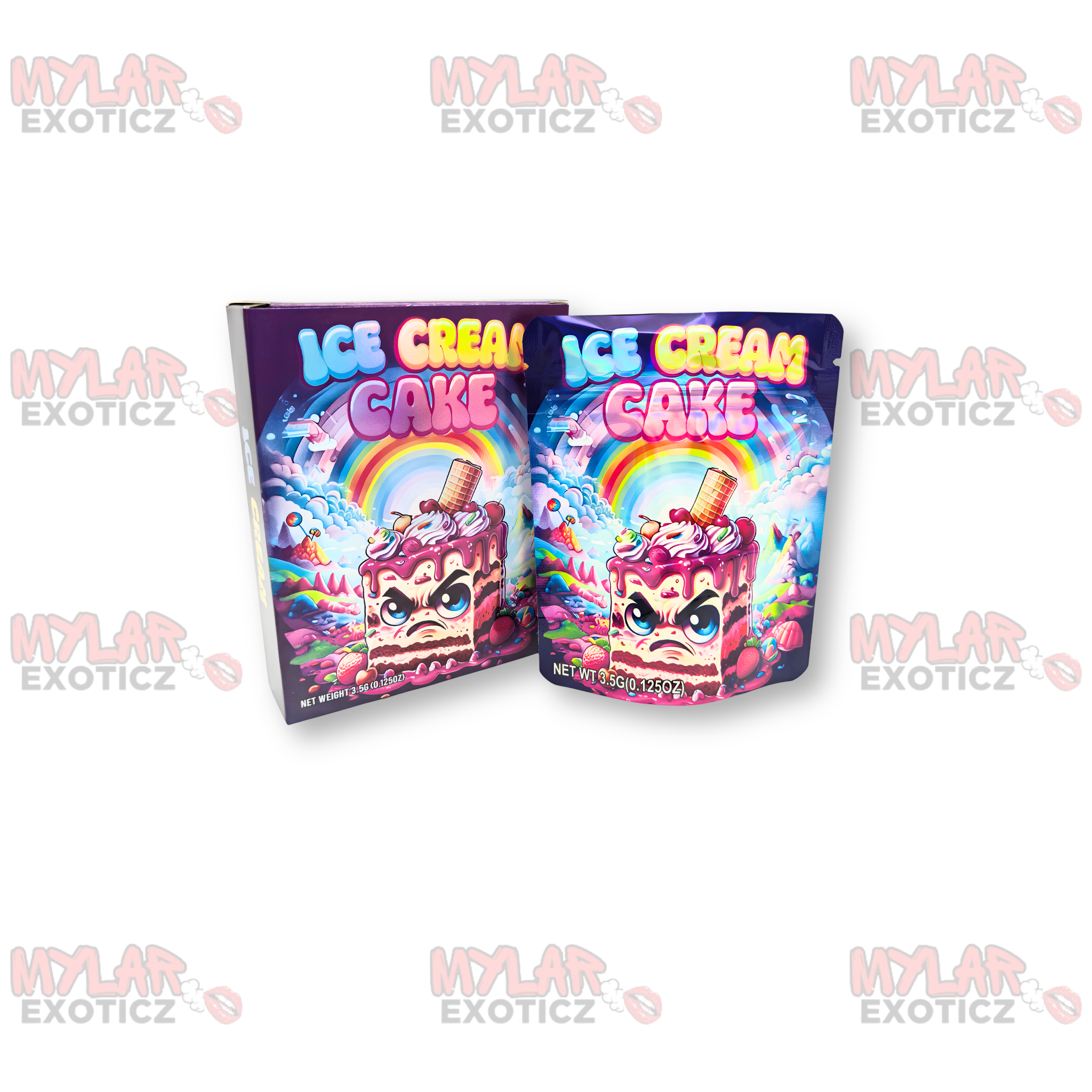 Ice Cream Cake Mylar Bags + Matching Boxes | 3.5g Exotic Resealable Storage Set