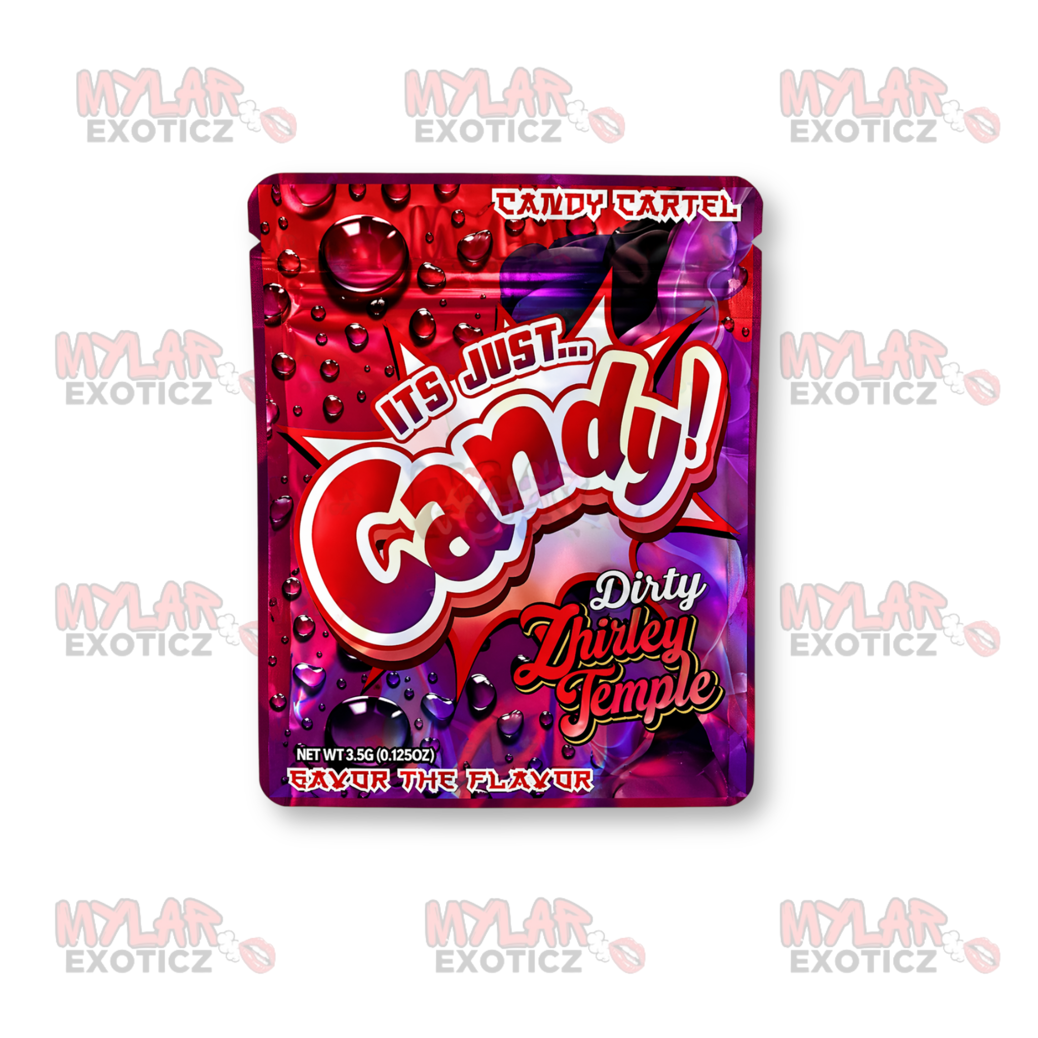 It’s Just Candy Dirty Shirley Temple Mylar Bags | 3.5g Exotic Resealable Storage Bags