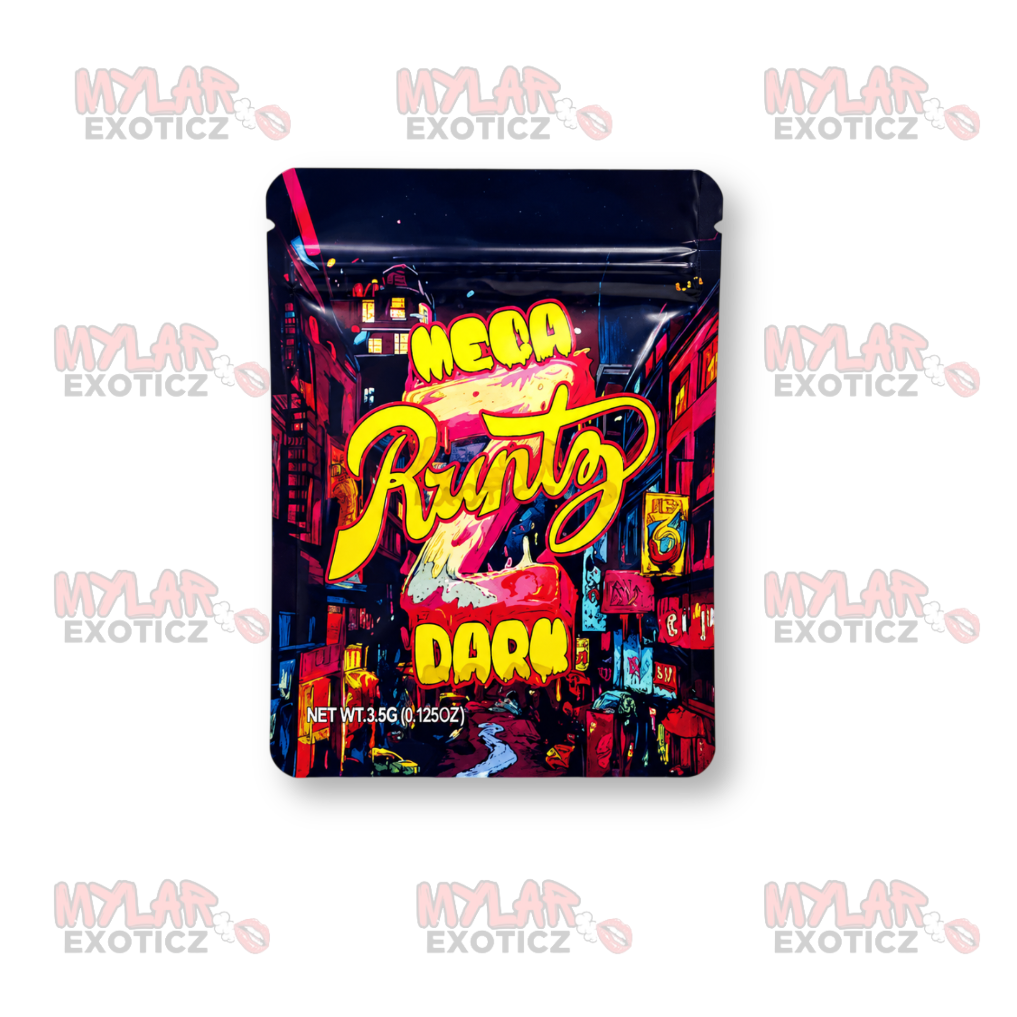 Mega Runty Dark Mylar Bags | 3.5g Exotic Resealable Storage Bags