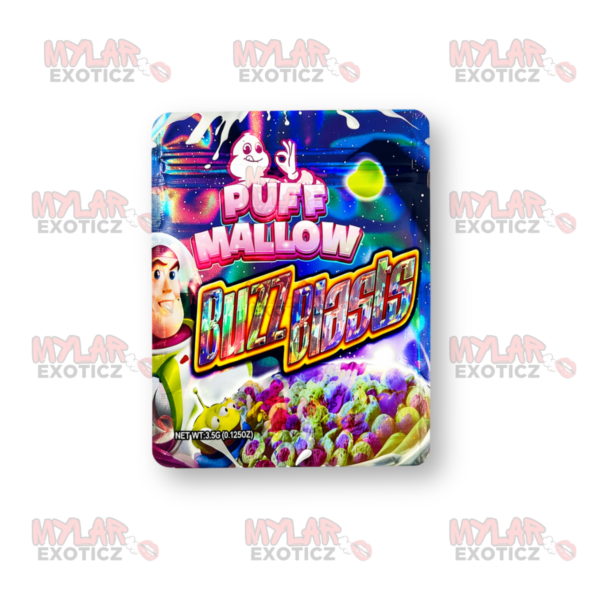 Puff Mallow Buzz Blasts Mylar Bags | 3.5g Exotic Resealable Storage Bags