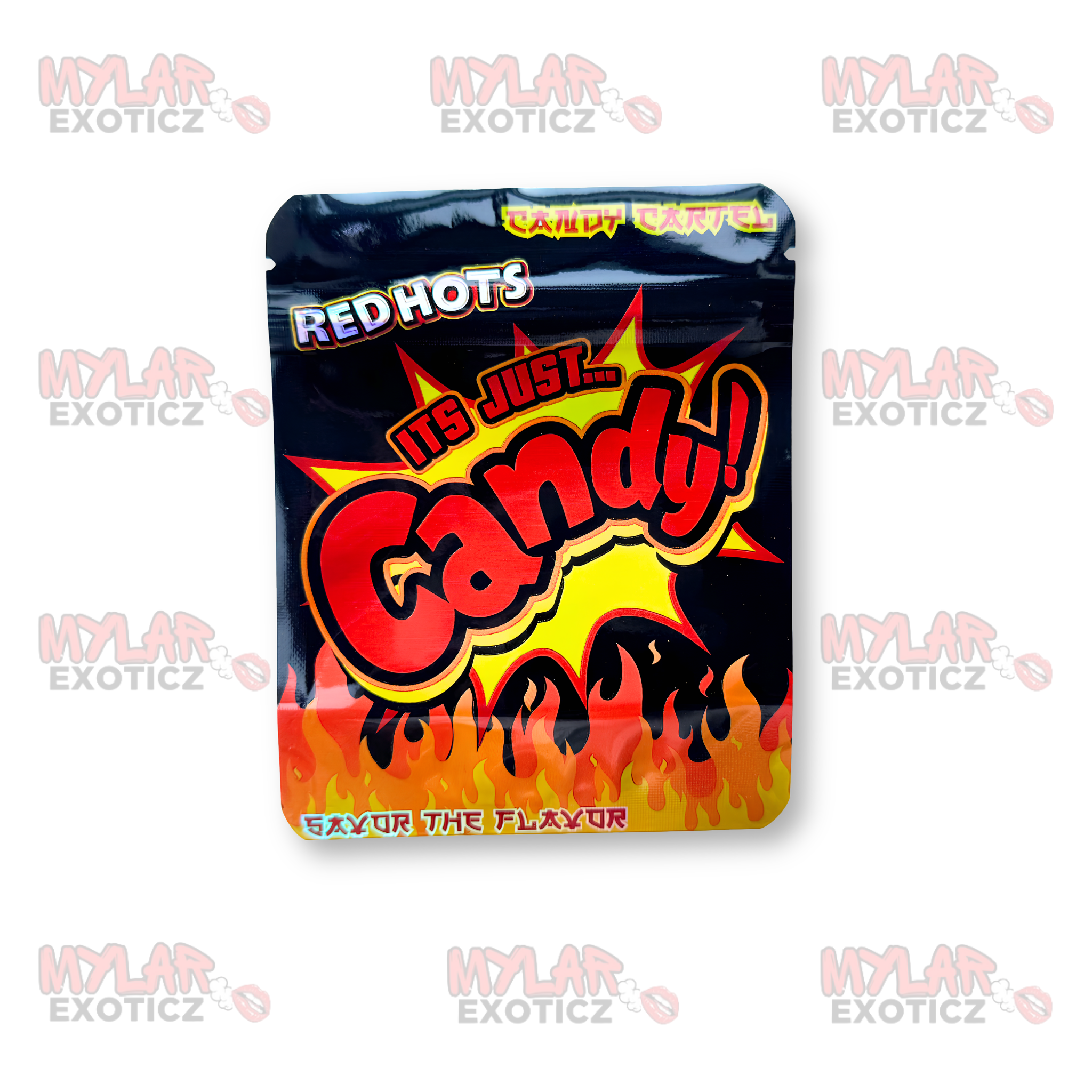 Candy Cartel Its Just Candy Red Hots Mylar Bags | 3.5g Exotic Resealable Storage Bags