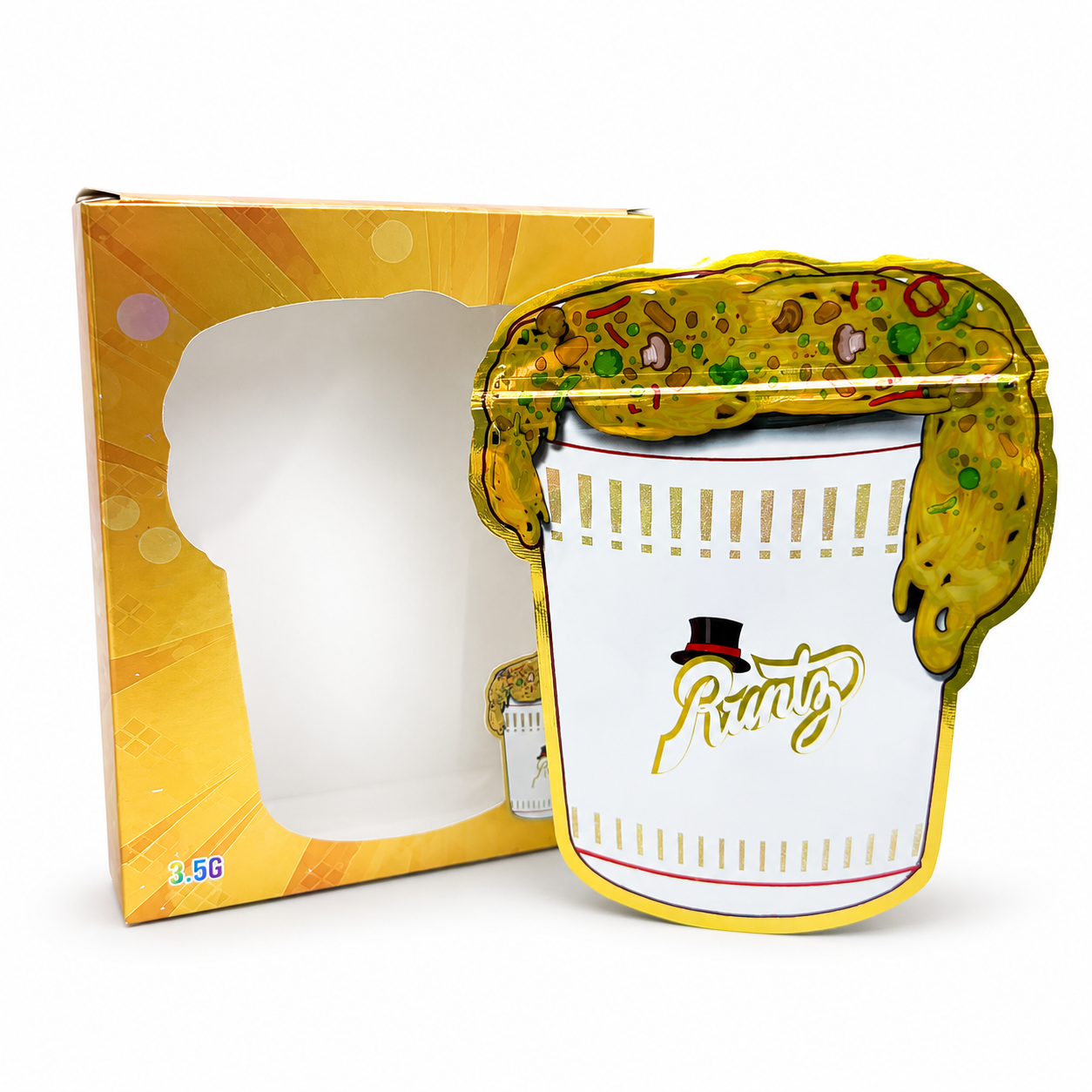 Noodle Cup Mylar Bags + Matching Window Boxes | 3.5g Exotic Resealable Storage Set